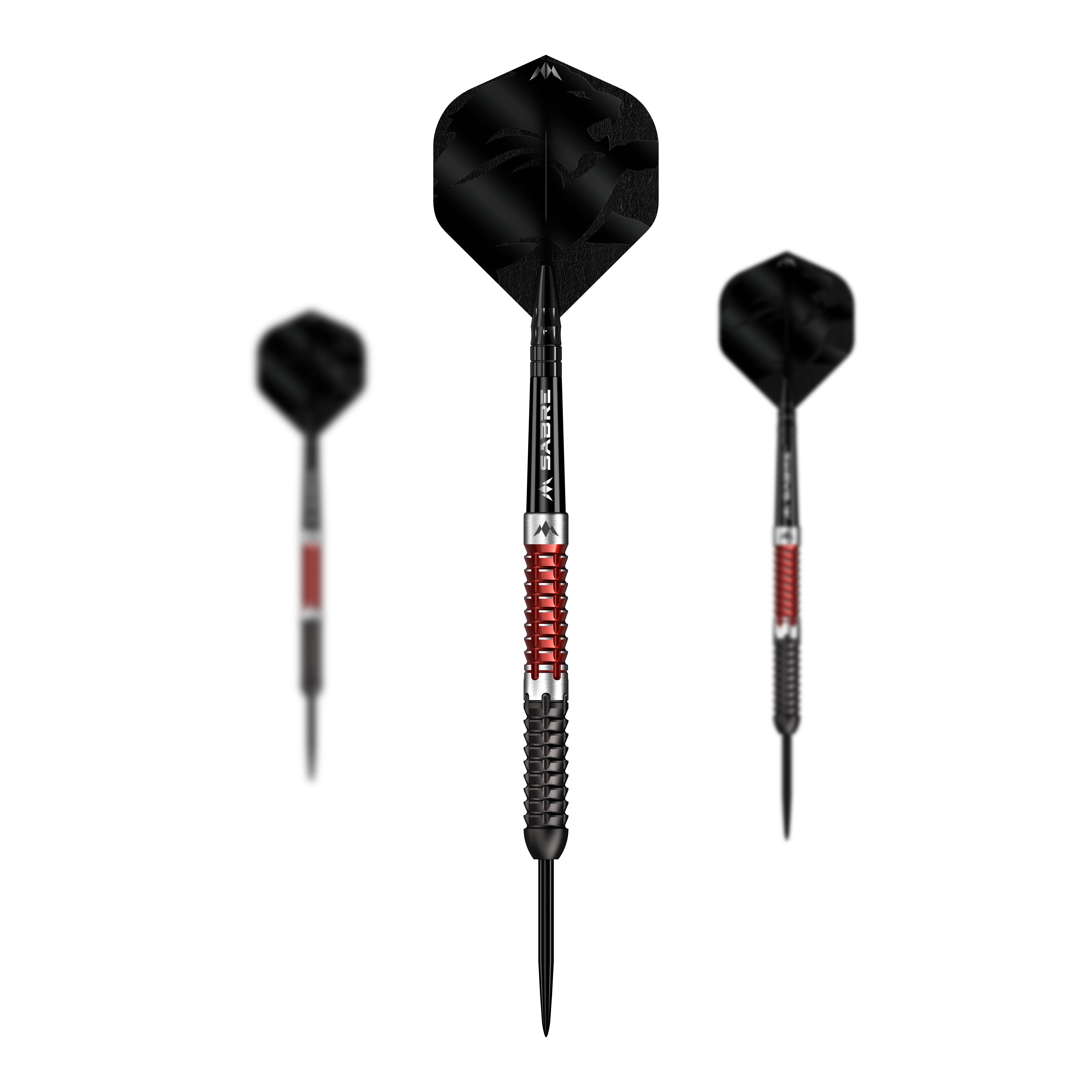 Mission Llew Bevan Black Red Electro Steeldarts - 23g. Set aus schwarzen und roten Steeldarts mit 23 Gramm.