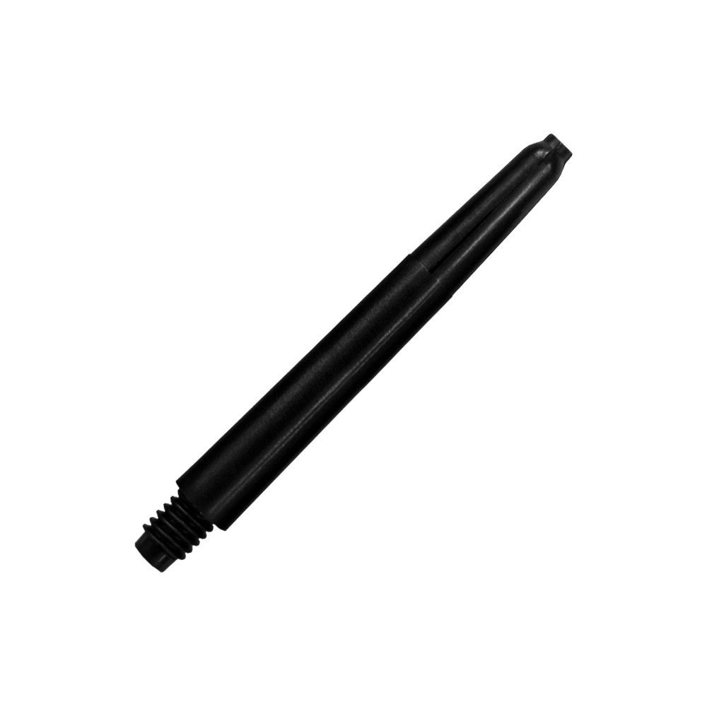 567_Nylon_Shafts_Schwarz_40mm_2 Das Bild zeigt einen schwarzen Nylon-Schaft. Er wird typischerweise als Teil eines Dartpfeils verwendet.