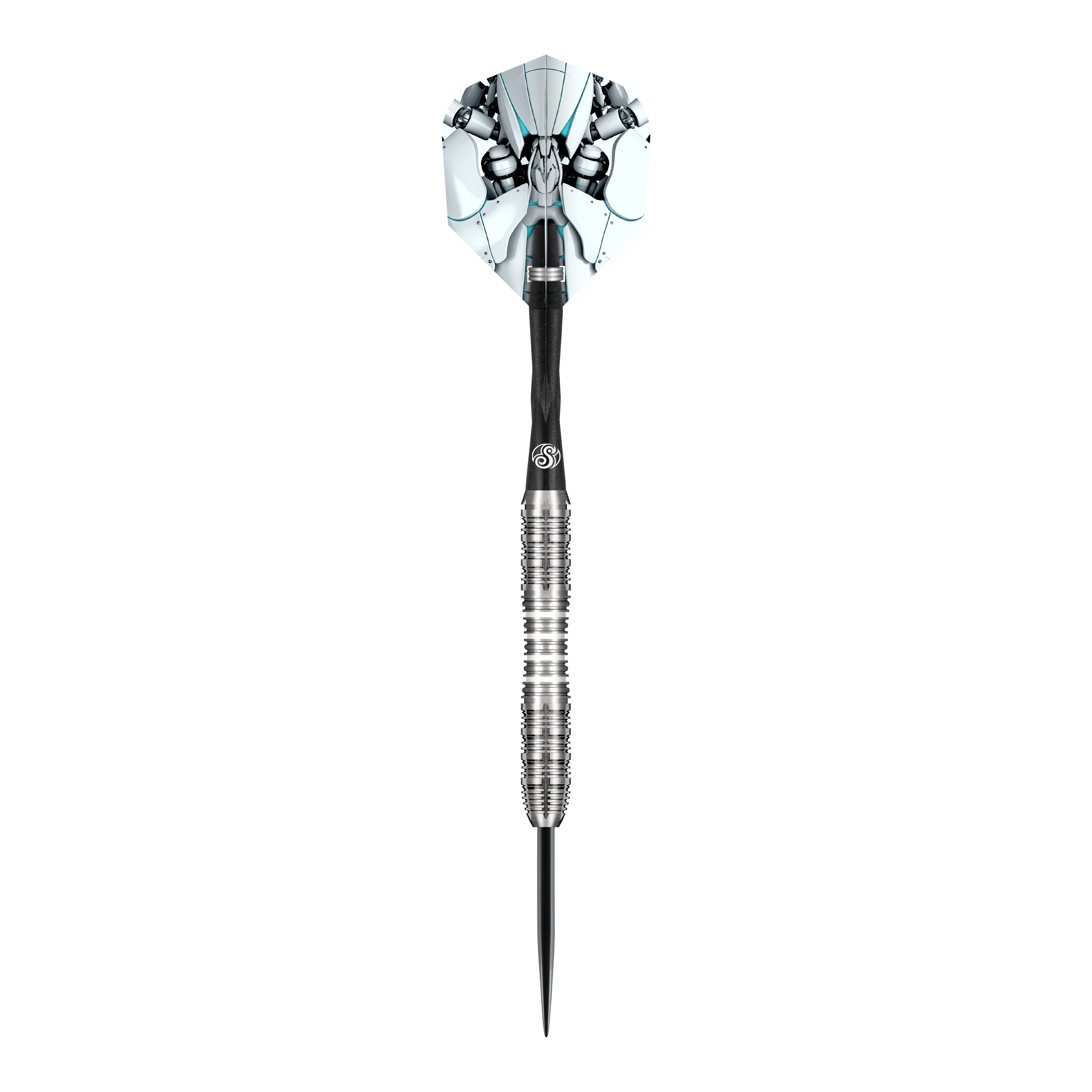 Abgebildet sind die Shot AI Scorpula Steeldarts. Diese Darts sind für Präzision und Stil bekannt.