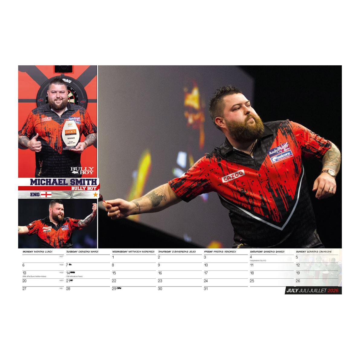 Darts Kalender 2026 Der Darts Kalender 2026 ist auf diesem Bild zu sehen. Es zeigt eine Vorschau des Kalenders für Dart-Fans.