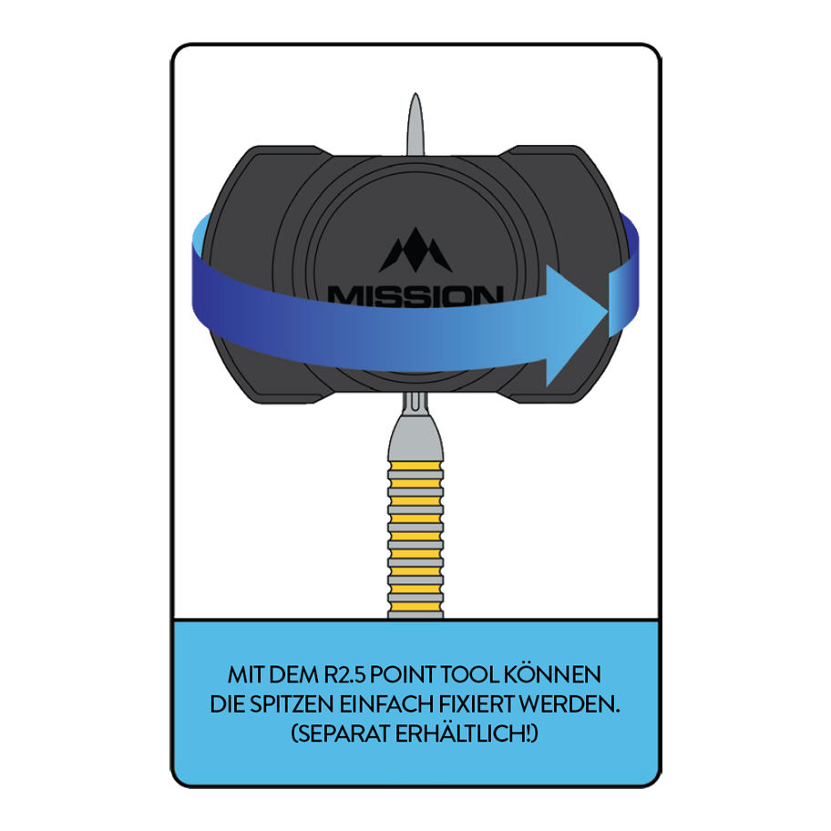 Mission R2.5 Rapid Point Tool Hier ist das Mission R2.5 Rapid Point Tool abgebildet. Es unterstützt den Spieler beim Wechseln der Dartspitzen.