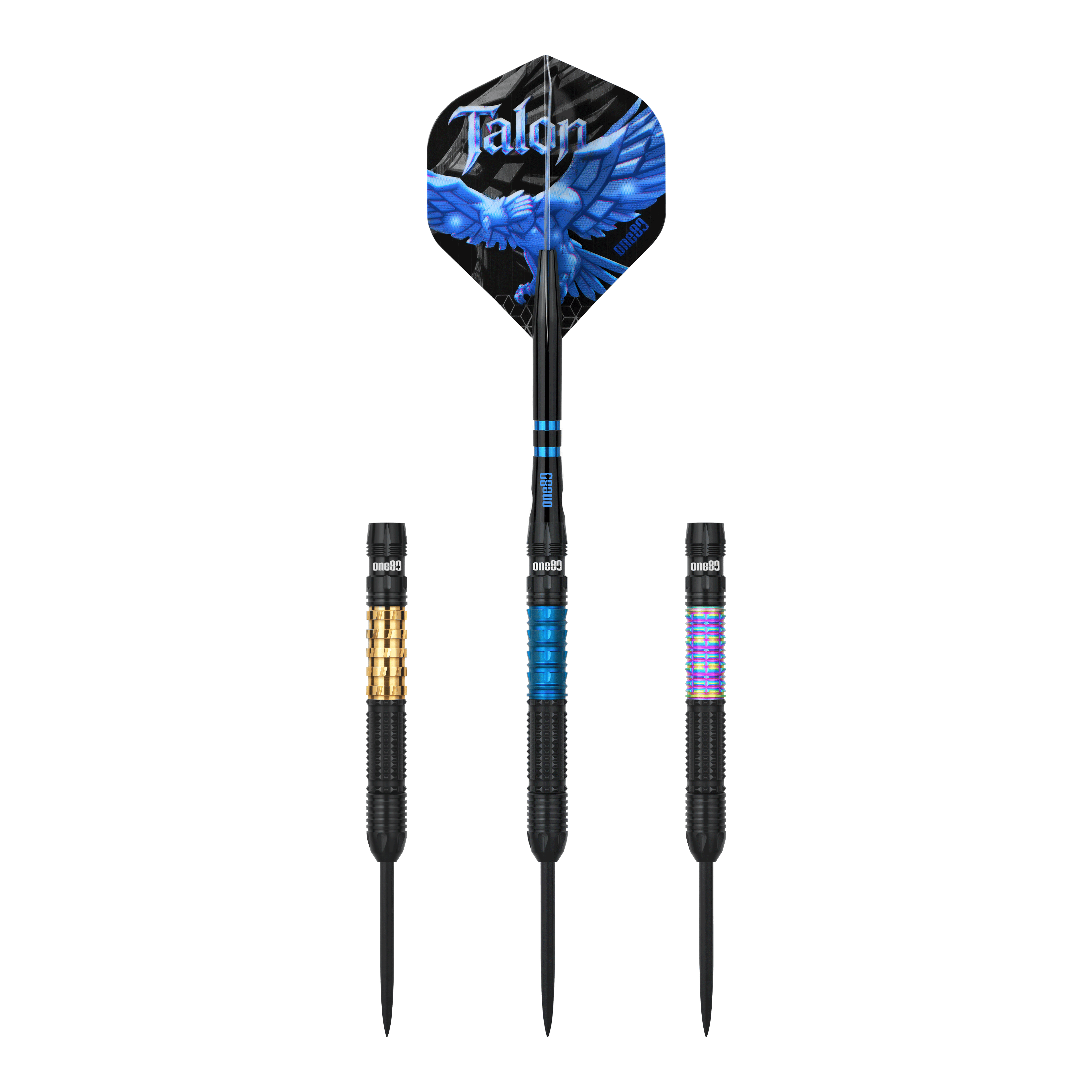 Dieses Bild zeigt die One80 Talon Steeldarts. Die Darts sind für anspruchsvolle Spieler geeignet.