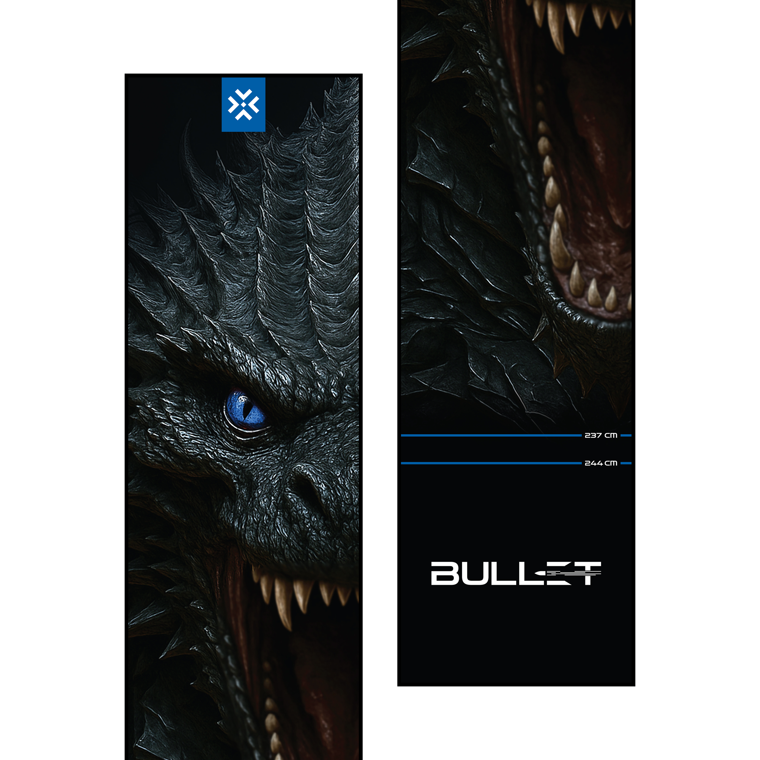 Bullet Hydra Dart Mat Bullet Hydra Dartmatte ist klar abgebildet. Sie schützt den Boden beim Dartspiel.