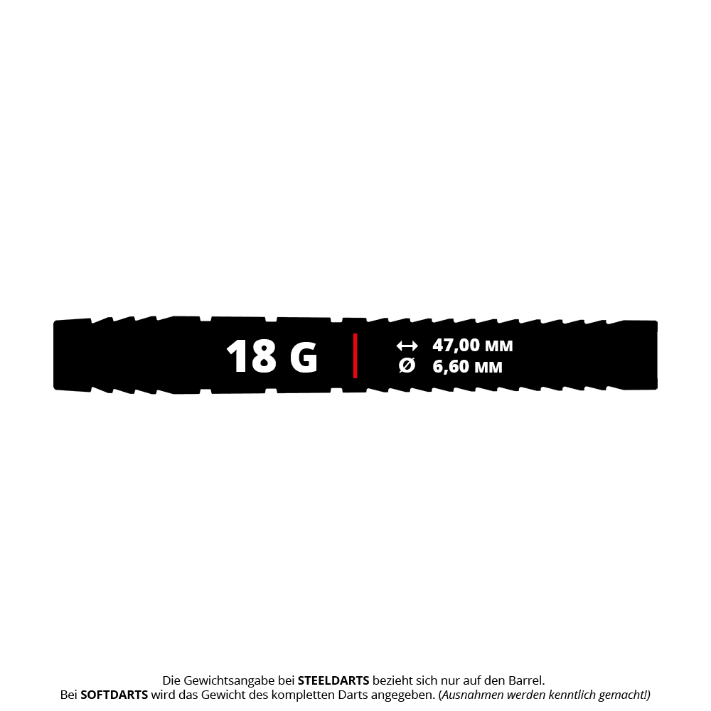 Target Nathan Aspinall 95K Soft Darts - 18g Auf dem Bild sieht man die Target Nathan Aspinall 95K Softdarts mit einem Gewicht von 18g. Diese Darts eignen sich ideal für den Softdart-Sport und sind für Präzision und Leistung bekannt.