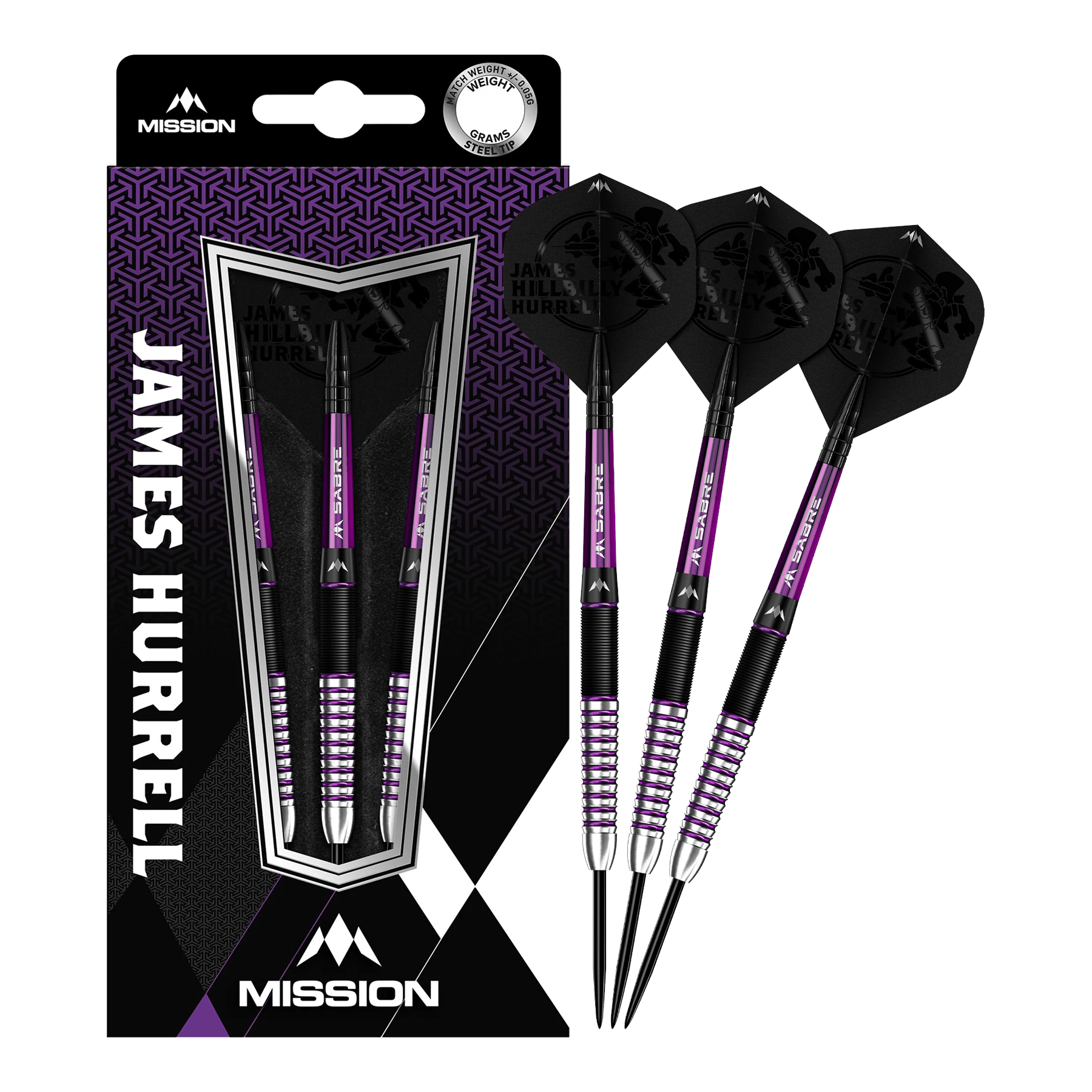 Mission James Hurrell Hillbilly Black Purple Steel Darts