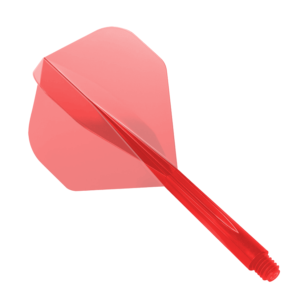 Condor Ax Clear Red Flight System Standard Das Bild zeigt das Produkt "Condor Axe Clear Red Flight-System Standard". Es ist ein rotes, durchsichtiges Dart-Flight-System in Standardform.
