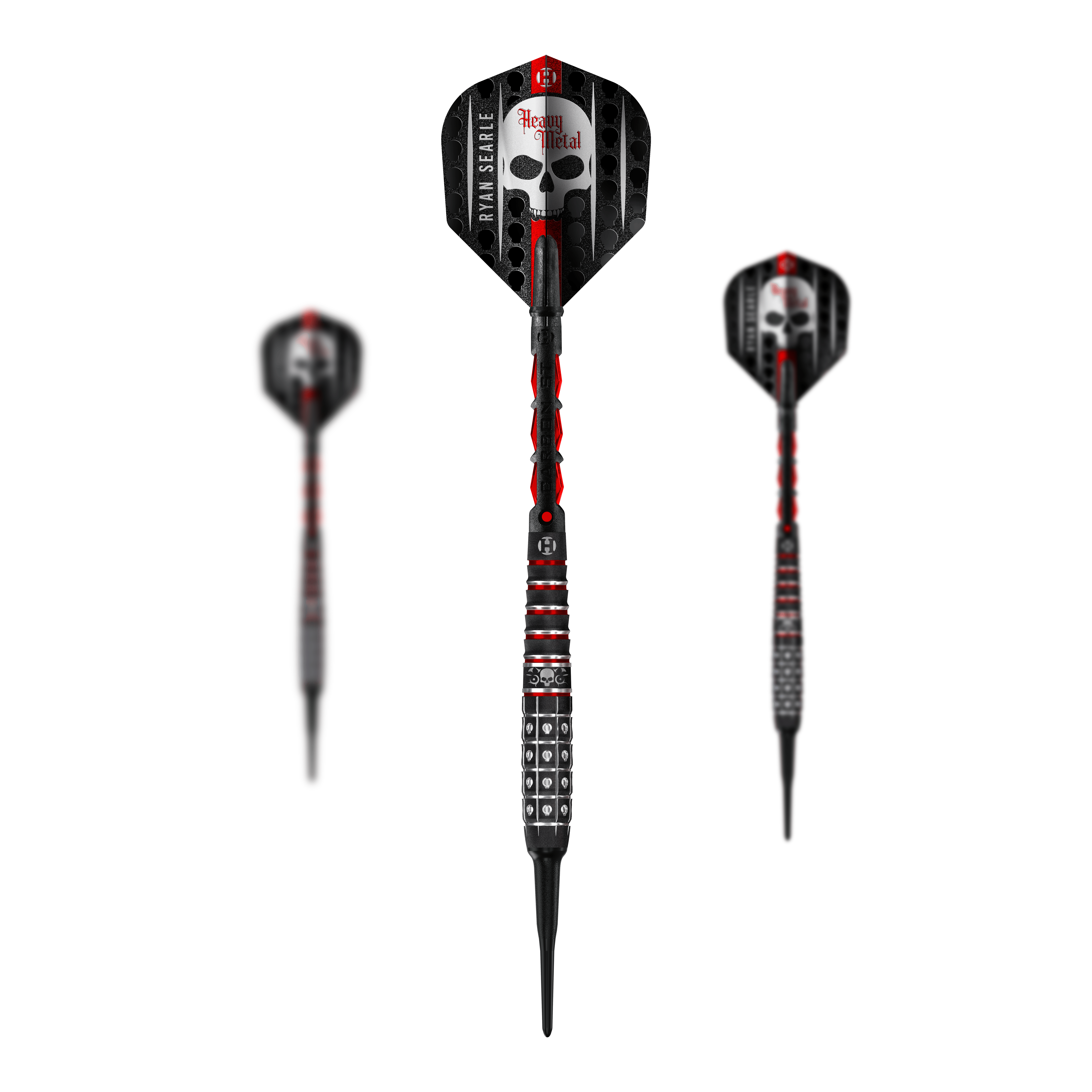 Die Abbildung zeigt die Harrows Ryan Searle Series 3 Softdarts. Der Artikel besteht aus einem Set professioneller Softdarts für Dartspieler.
