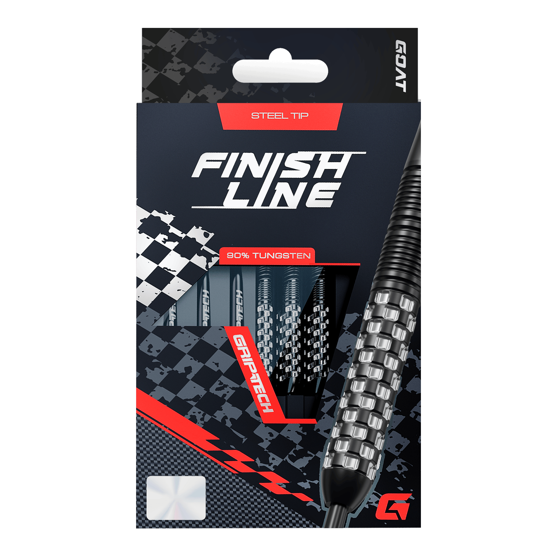 GOAT Finish Line Steel Darts Gezeigt werden GOAT Finish Line Tungsten Steeldarts. Die Darts bieten präzise Kontrolle und eine gute Balance.