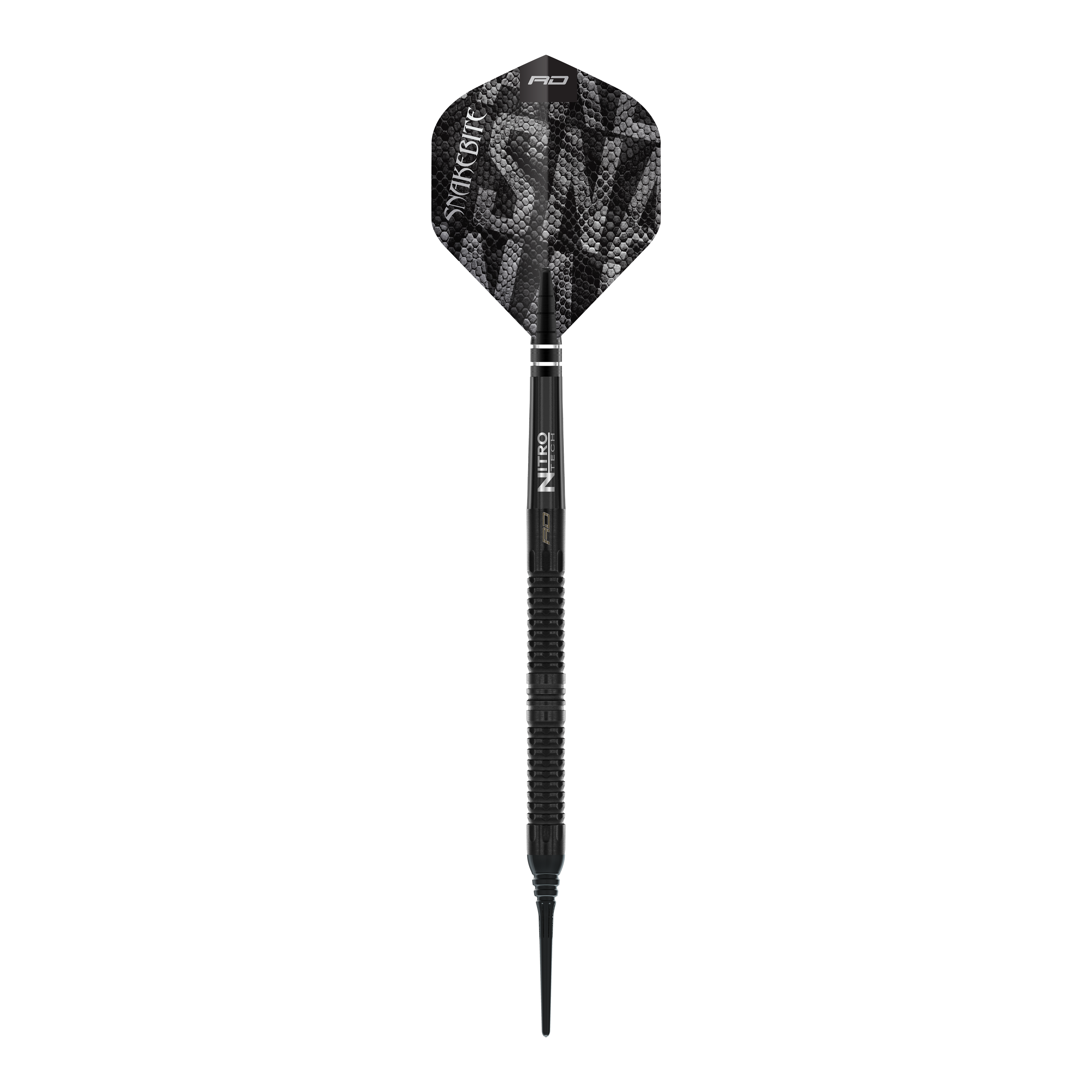Red Dragon Peter Wright Snakebite Black Mamba Soft Darts - 20g Red Dragon Peter Wright Snakebite Black Mamba Softdarts - 20g. Abgebildet ist ein Detail des Softdarts-Designs in Schwarz.