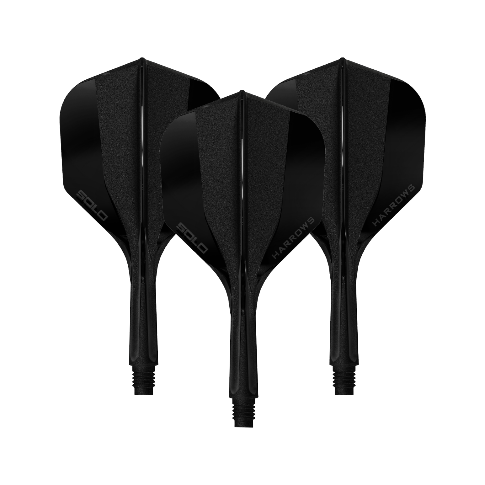 Harrows Solo No6 Flight Shaft System - Black Hier sieht man ein Harrows Solo No6 Flight Shaft System in Schwarz, 20mm, 1 Set. Das Produkt wird aus der Seitenperspektive gezeigt.