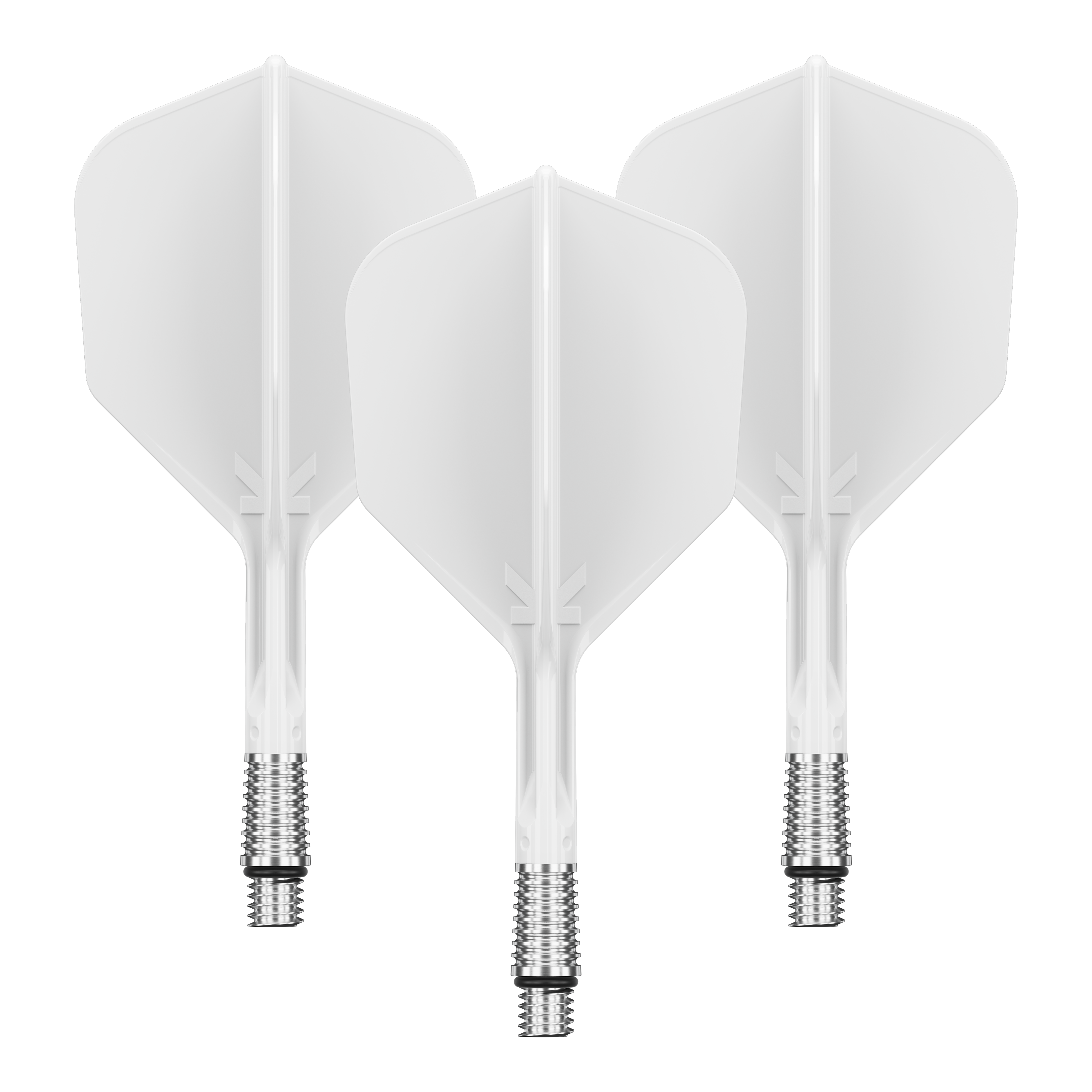 Das Bild zeigt ein Produkt mit dem Namen 410541_Target_KShift_No6_Flights_Wei_26mm_1Set. Es handelt sich vermutlich um ein Set von Dart-Flights.