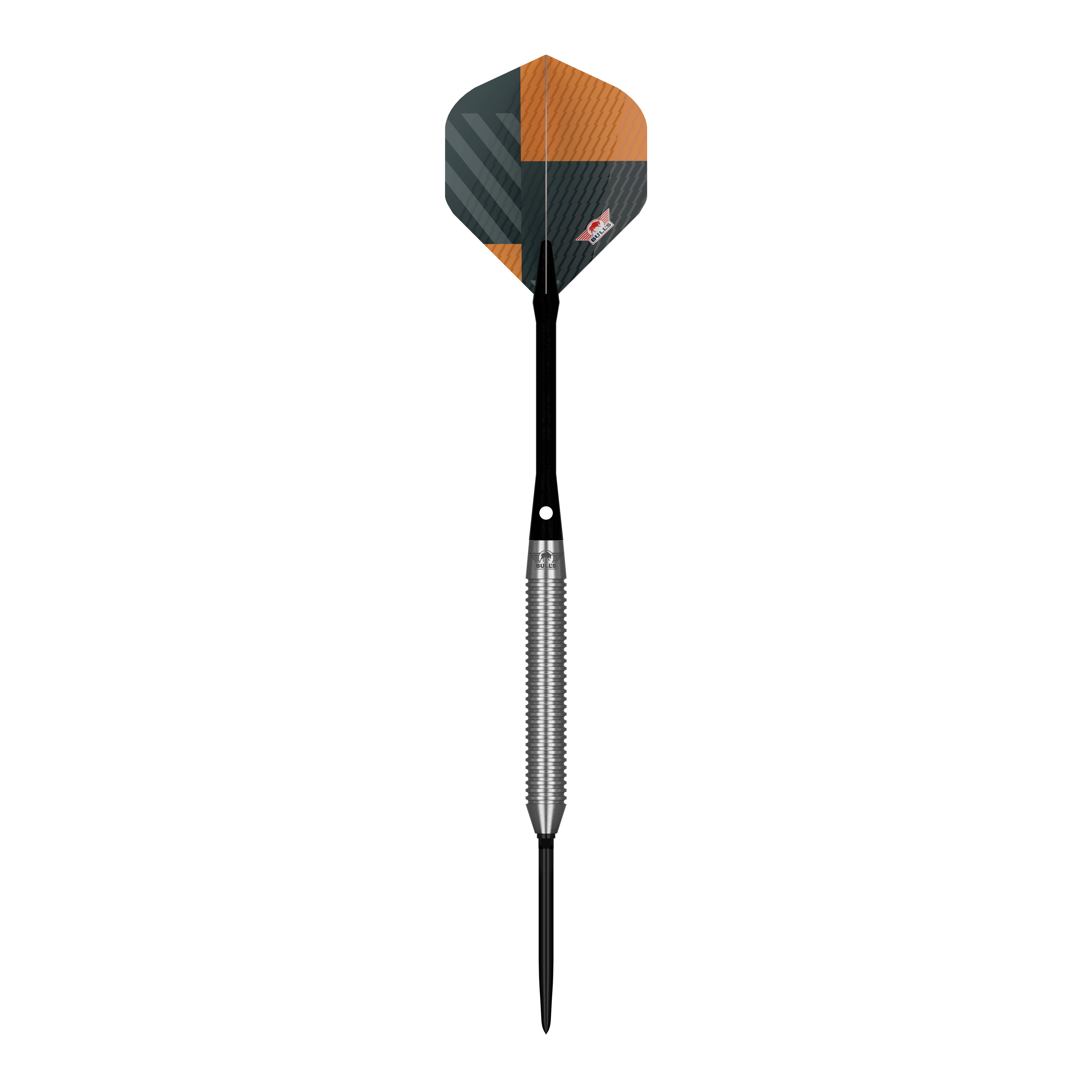 Das Bild zeigt Bulls NL Volt Orange Convertible Point Steeldarts. Zu sehen sind auffällige Darts in orangem Design.