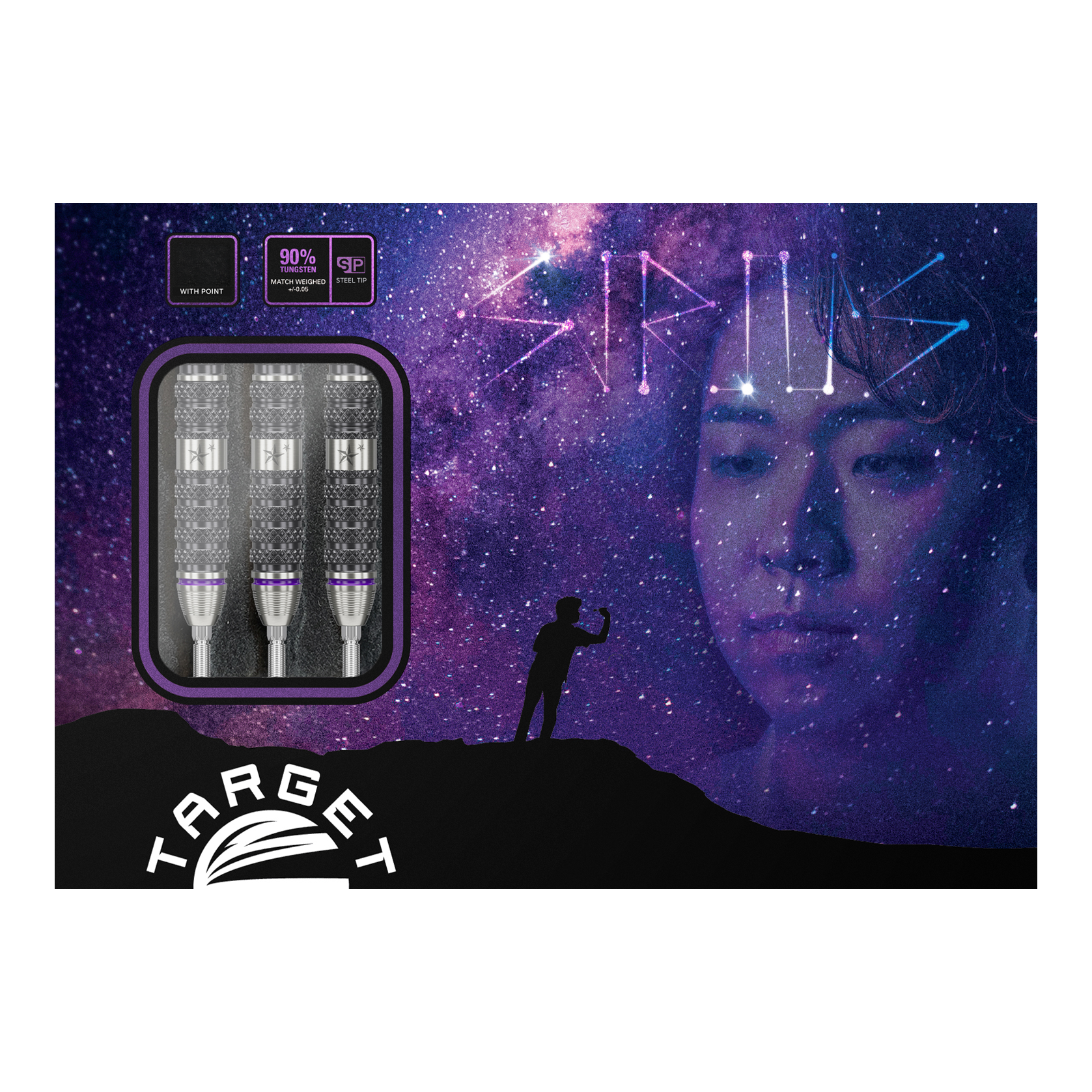 Das Bild zeigt die Target Japan Yuta Hayashi Sirius Swiss Point Steeldarts - 23g. Diese Steeldarts bieten optimalen Grip und Kontrolle beim Spiel.