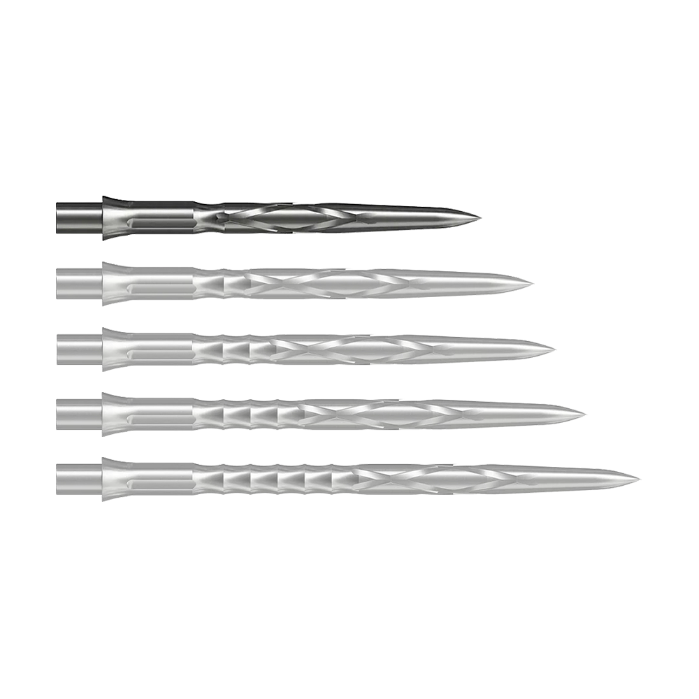 Caliburn System steel dart tips - HAN G2 - Silver Abgebildet ist eine silberne Steeldartspitze vom Typ Caliburn Evo System HAN G2 in 28 mm Länge. Sie eignet sich für den Einsatz bei Steeldarts.