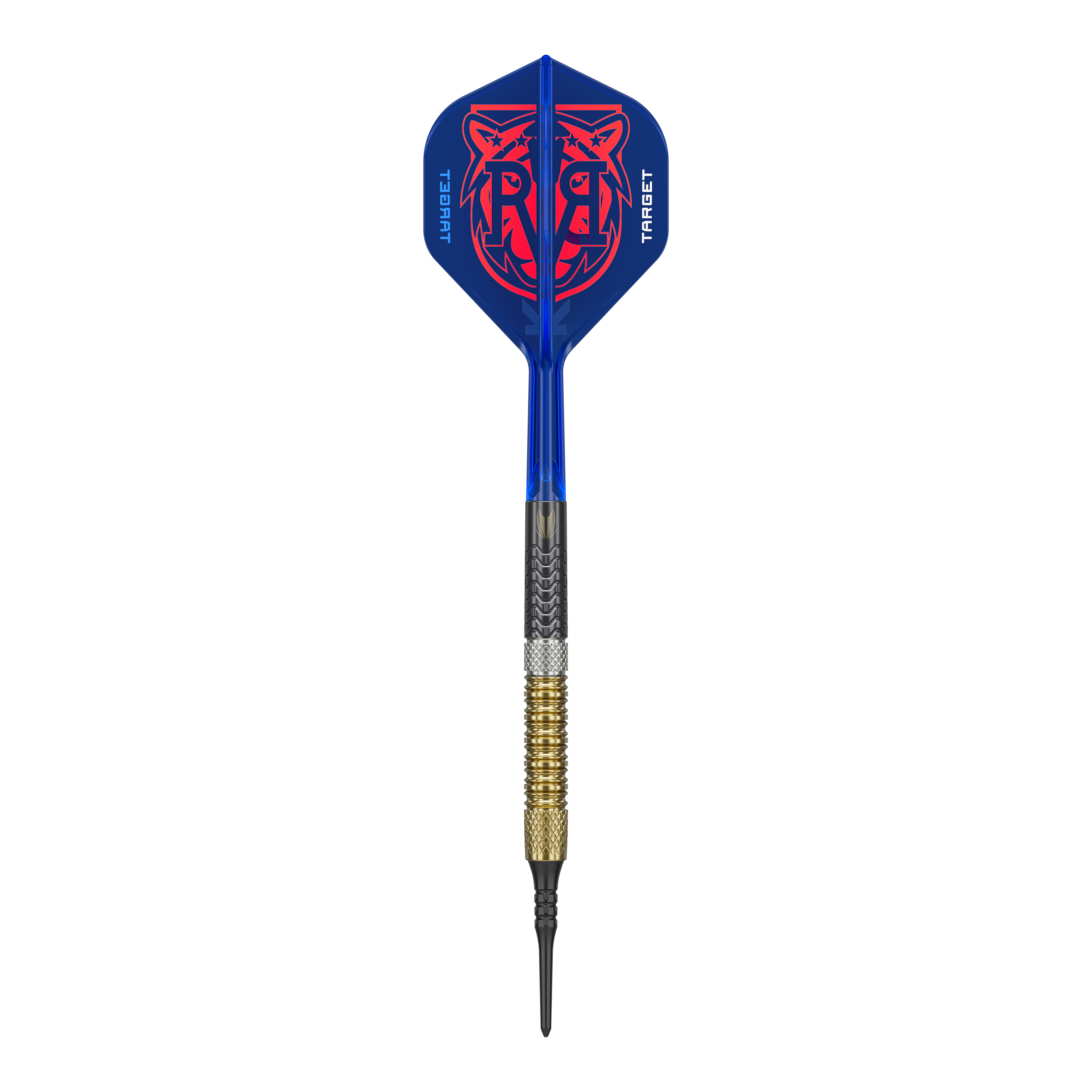 Target Raymond Van Barneveld GEN6 soft darts Das Bild zeigt die Target Raymond Van Barneveld GEN6 Softdarts. Die Darts sind deutlich sichtbar dargestellt.