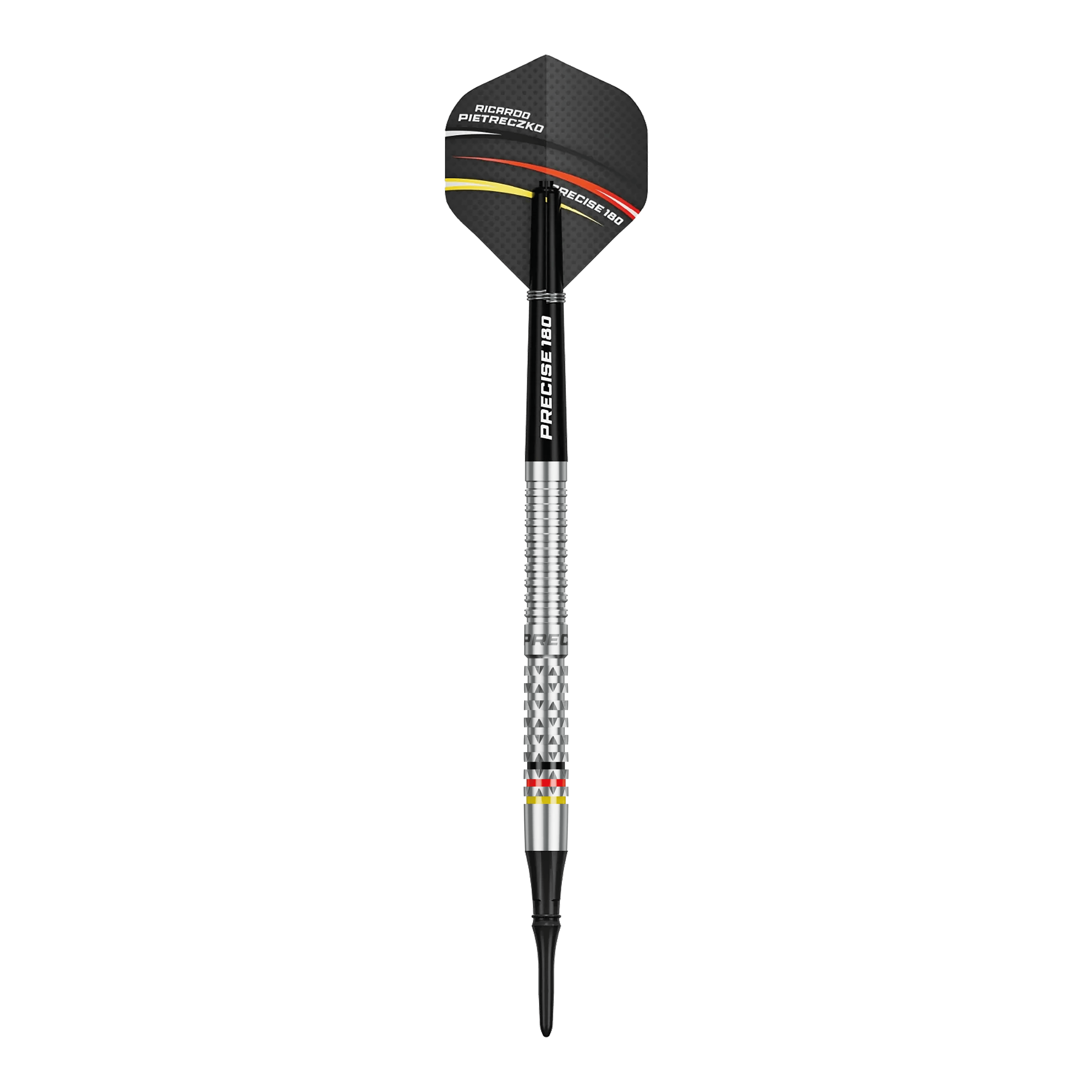 Das Foto präsentiert die Precise 180 Ricardo Pietreczko GEN1 Softdarts. Sie bieten hohe Qualität und gutes Handling.