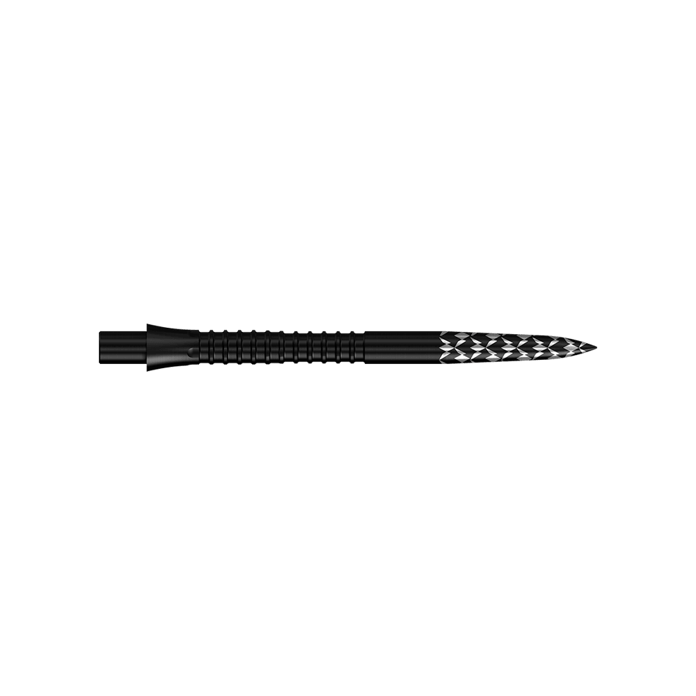 Das Bild zeigt einen Artikel mit dem Dateinamen 'M002125_Mission_Caliburn_EVO_GV-Logo_Steeldartspitzen_Schwarz_32mm_2'. Wahrscheinlich handelt es sich um schwarze Steeldartspitzen mit einer Länge von 32mm.