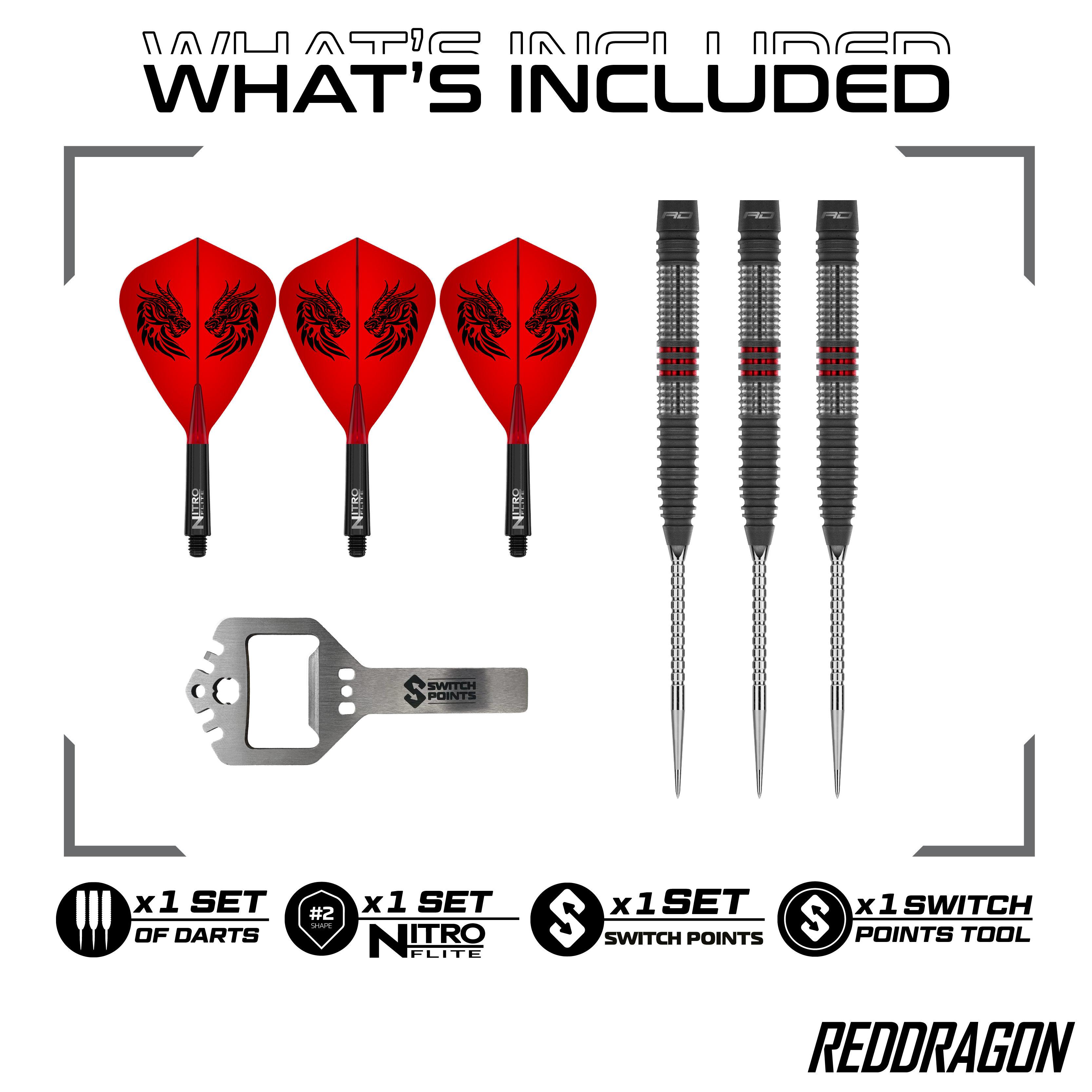 Red Dragon Jonny Clayton Hireath Switch Point Steel Darts Zu sehen sind die Red Dragon Jonny Clayton Hireath Switch Point Steeldarts. Diese Pfeile sind für ihre hochwertige Verarbeitung bekannt.