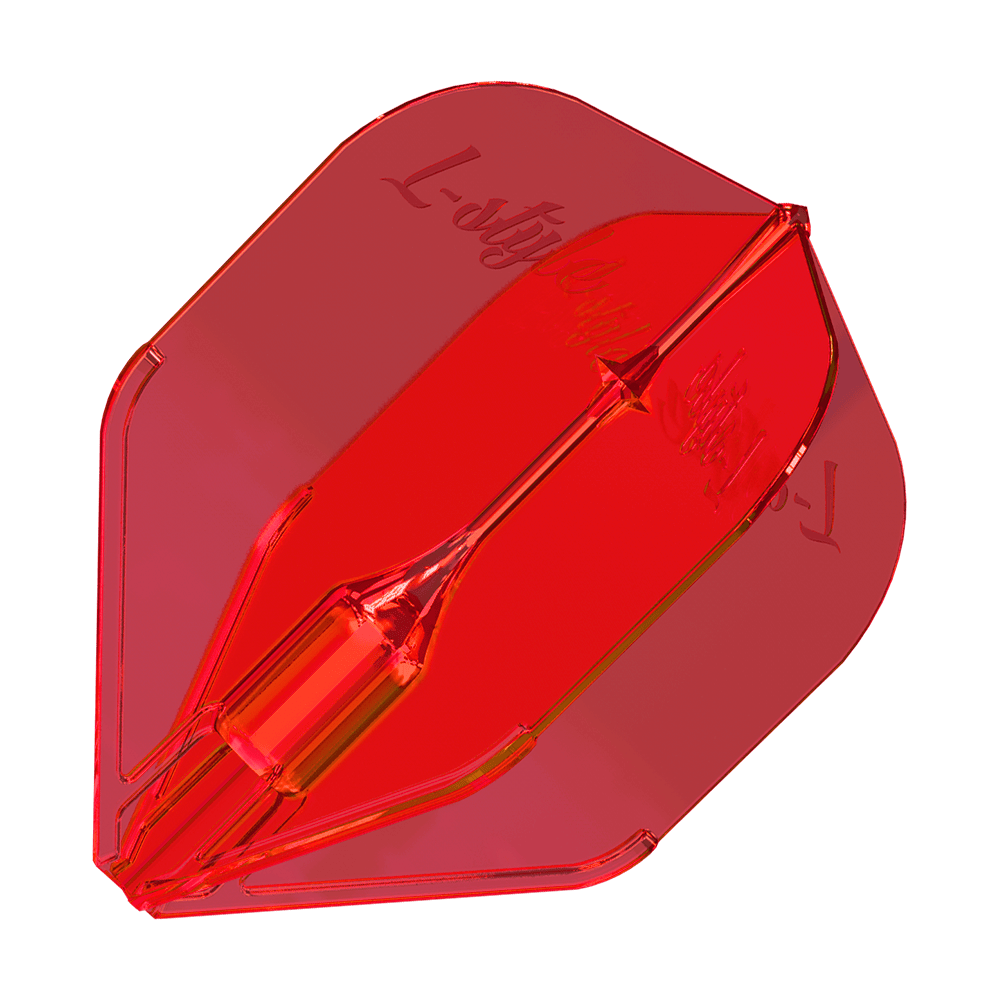 L-Style Fantom L3EZ Flights Red Das Bild zeigt ein rotes Dartflight mit der Aufschrift "L-Style". Es handelt sich um das Modell Fantom L3EZ Flights in der Farbe Rot.