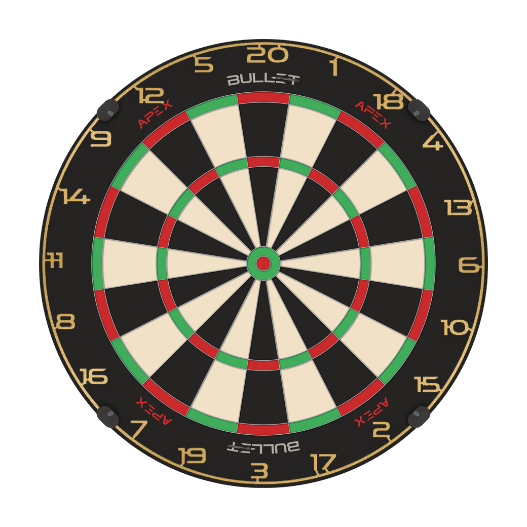 Bullet Dartboard Number Ring Abgebildet ist ein goldener Zahlenring für ein Dartboard. Es wird das Produkt 'BT1000160 Bullet Dartboard Zahlenring Gold 2' dargestellt.