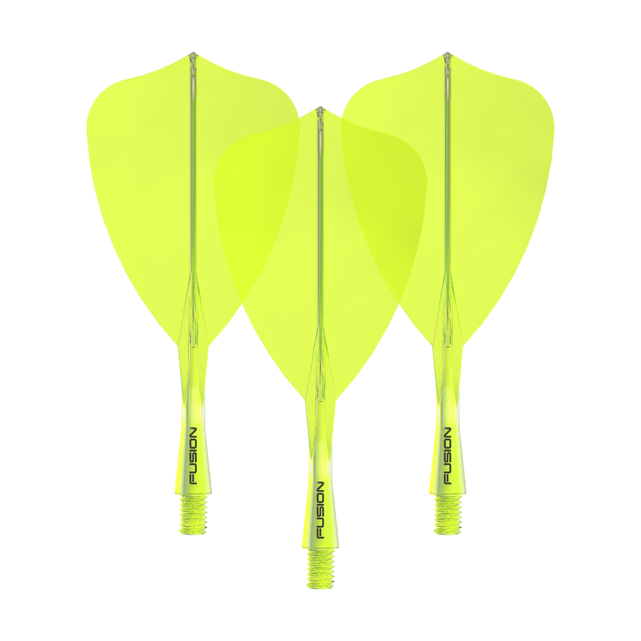 Winmau Fusion Flight Shaft System Arrow Neon Yellow Das Winmau Fusion Flight Shaft System Arrow Neon Yellow 22mm Set ist auf dem Bild zu sehen. Es besteht aus gelben Dart-Flights und -Schäften.