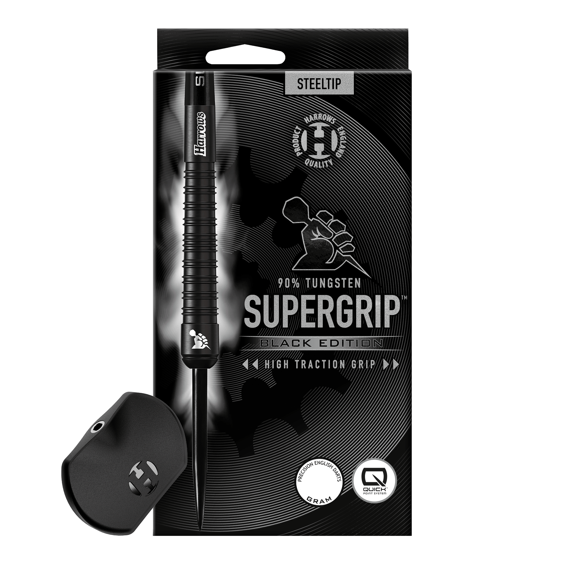 Harrows Supergrip 90 Black Edition Quick Point Steel Darts