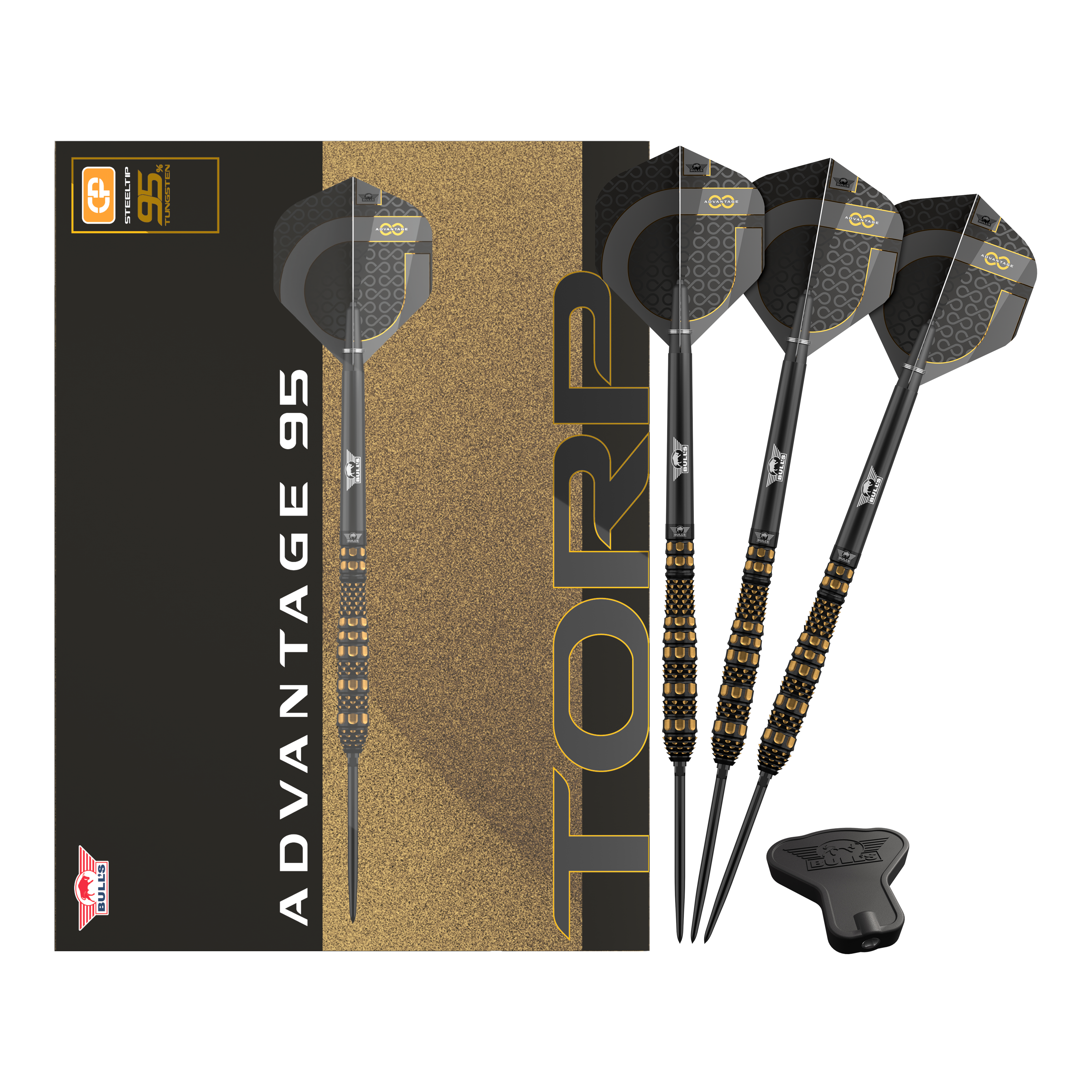 Bulls NL Advantage 95 Torp Convertible Point Steel Darts Abgebildet werden Bulls NL Advantage 95 Torp Convertible Point Steeldarts. Das Set umfasst mehrere Darts.