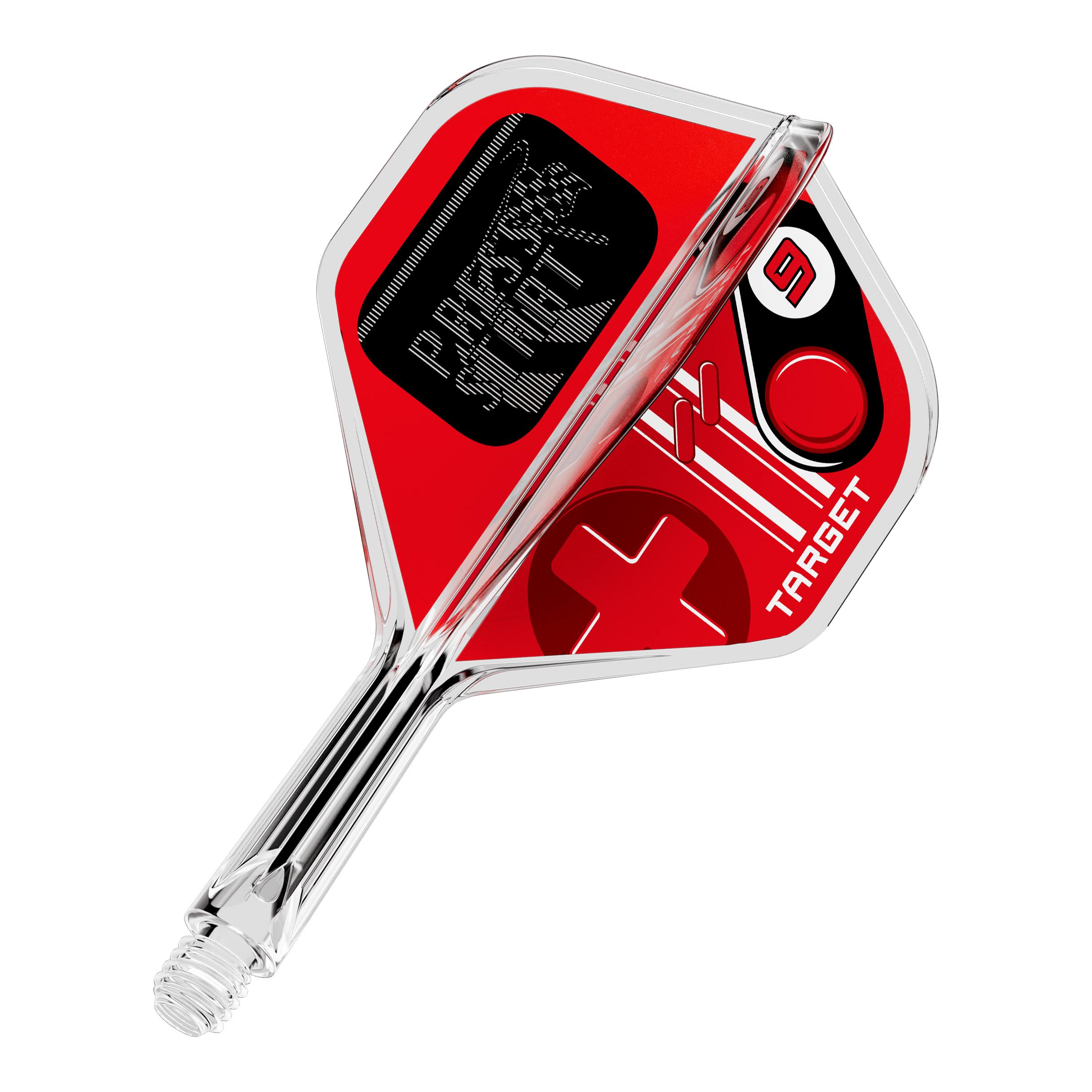 Target K-Flex Press Start No2 Standard Flights Zu sehen ist ein einzelner Dart Flight mit der Bezeichnung 410585 Target K-Flex PressStart No2 Standard 19mm. Es handelt sich um Zubehör für das Dartspiel.