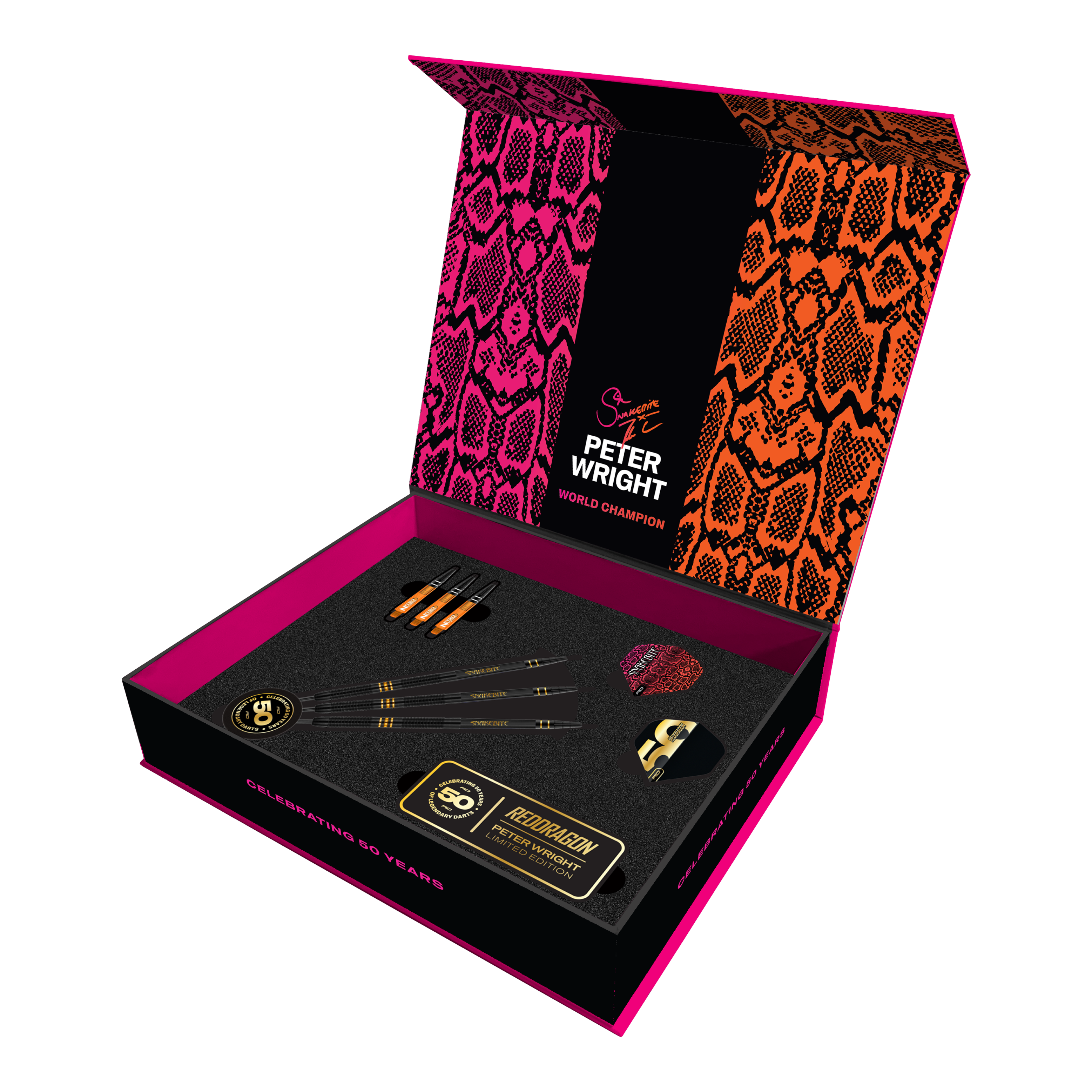 Red Dragon Peter Wright 50 Years Player Limited Edition Steeldarts - 21g Red Dragon Peter Wright 50 Years Player Limited Edition Steeldarts - 21g. Abgebildet ist ein limitierter Dartpfeil speziell für das Jubiläum von Peter Wright.