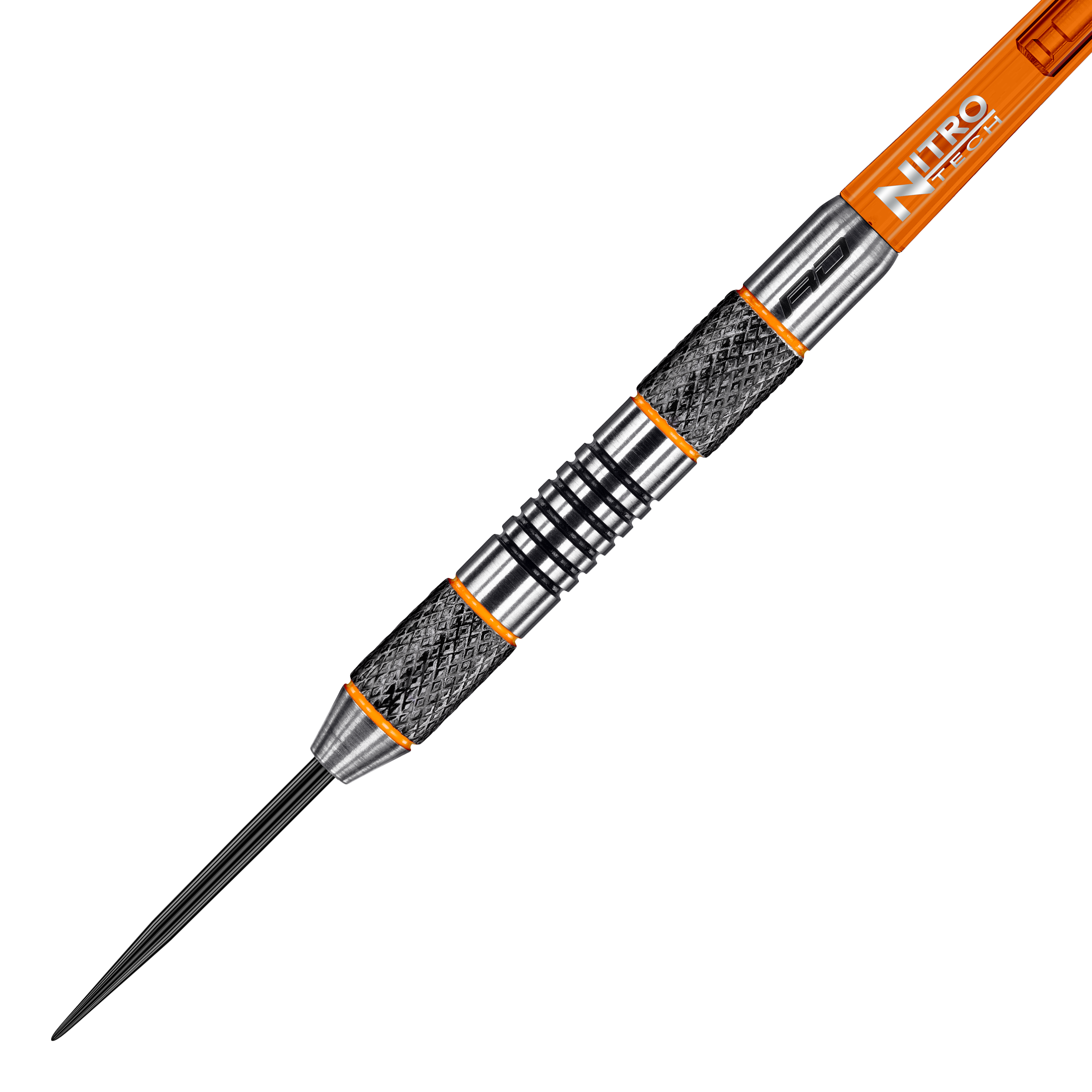 Red Dragon Amberjack 5 steel darts - 24g Dies ist ein Red Dragon Amberjack 5 Steeldart mit einem Gewicht von 24 Gramm. Der Dart hat ein silbernes und schwarzes Design mit orangenen Akzenten und einem Nitro Tech Schaft.
