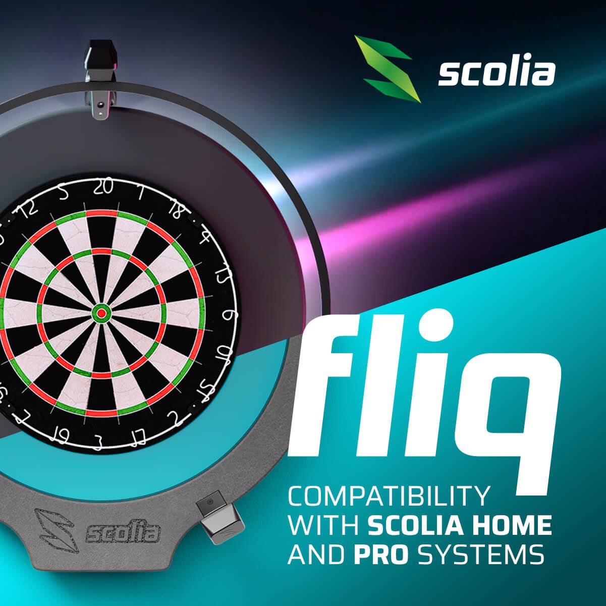Scolia Fliq Camera Das Bild zeigt die Scolia Fliq Kamera. Es ist eine Kamera, die speziell für das Dartspiel entwickelt wurde.