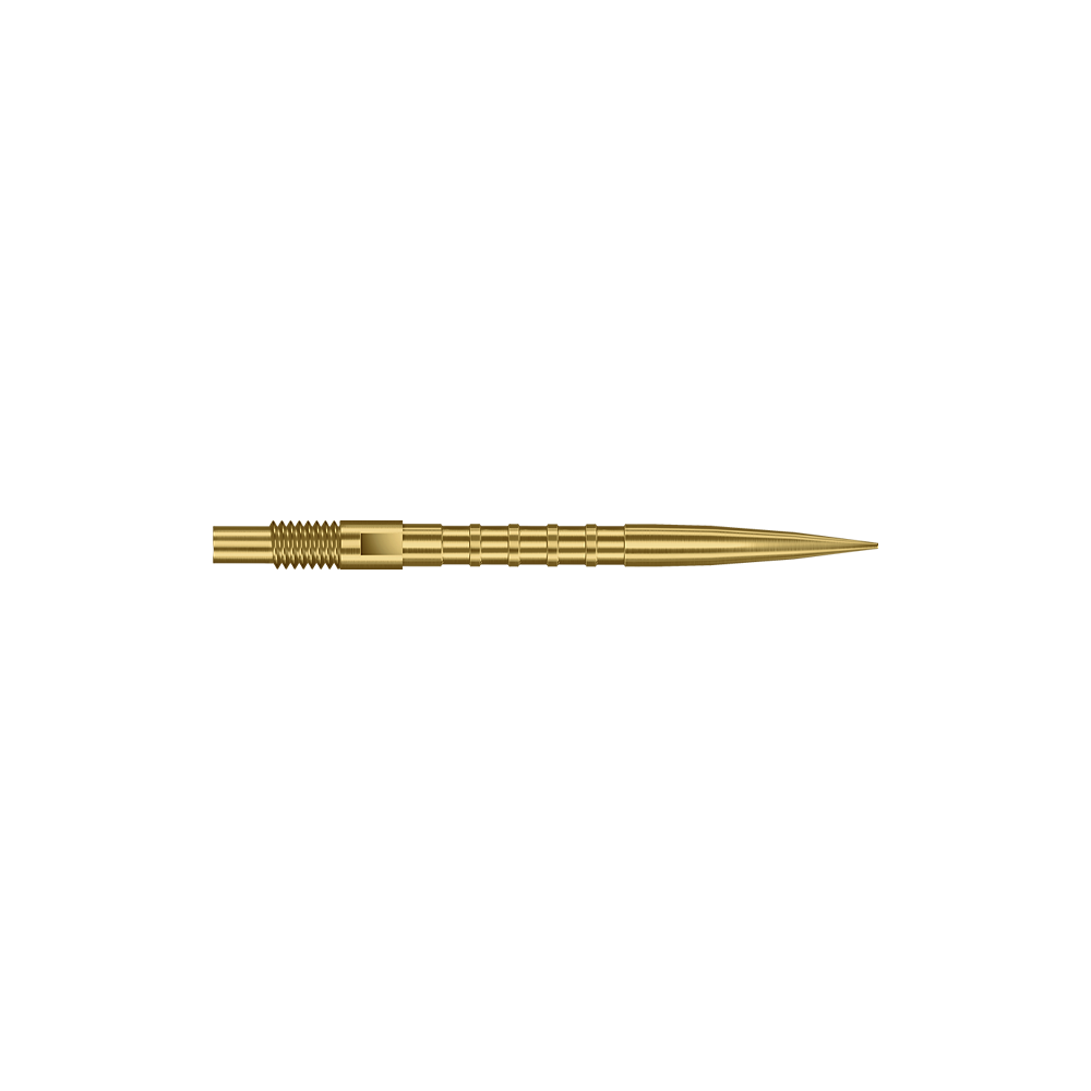 Harrows Quick Point Heavy Metal Dart Tips - Gold Diese Abbildung zeigt goldene Dartspitzen mit Heavy Metal Grip, 26 mm. Die Spitzen sind besonders für präzises Darten geeignet.