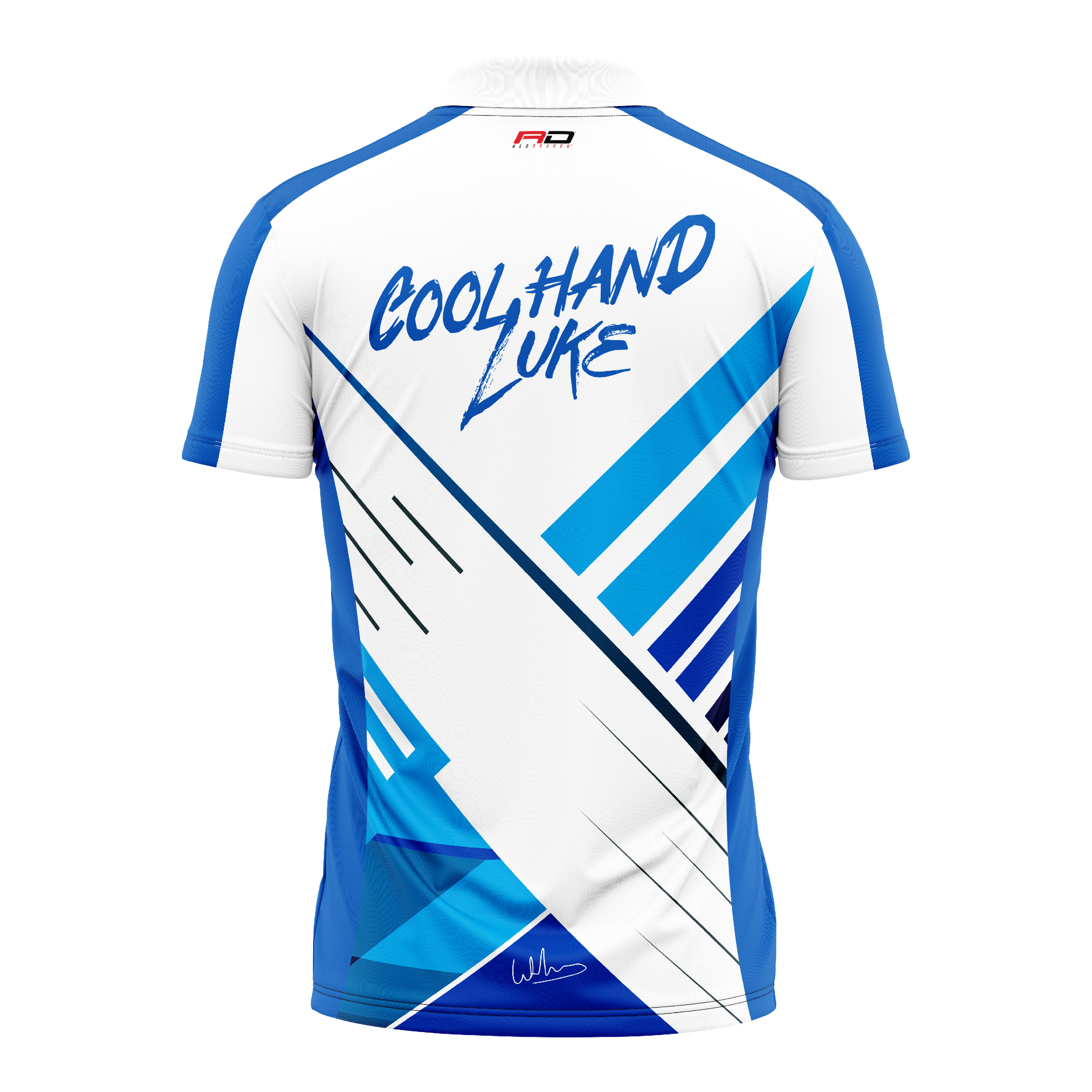 Abgebildet ist das Red Dragon Luke Humphries Limited Edition Dartshirt. Das Shirt ist eine spezielle Ausgabe für Dartfans.