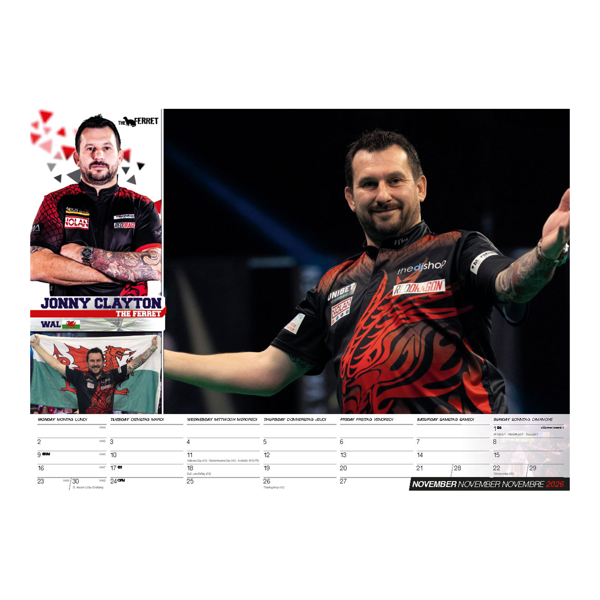 Darts Kalender 2026 Darts Kalender 2026 wird präsentiert. Der Kalender zeigt Motive rund um Darts für das Jahr 2026.