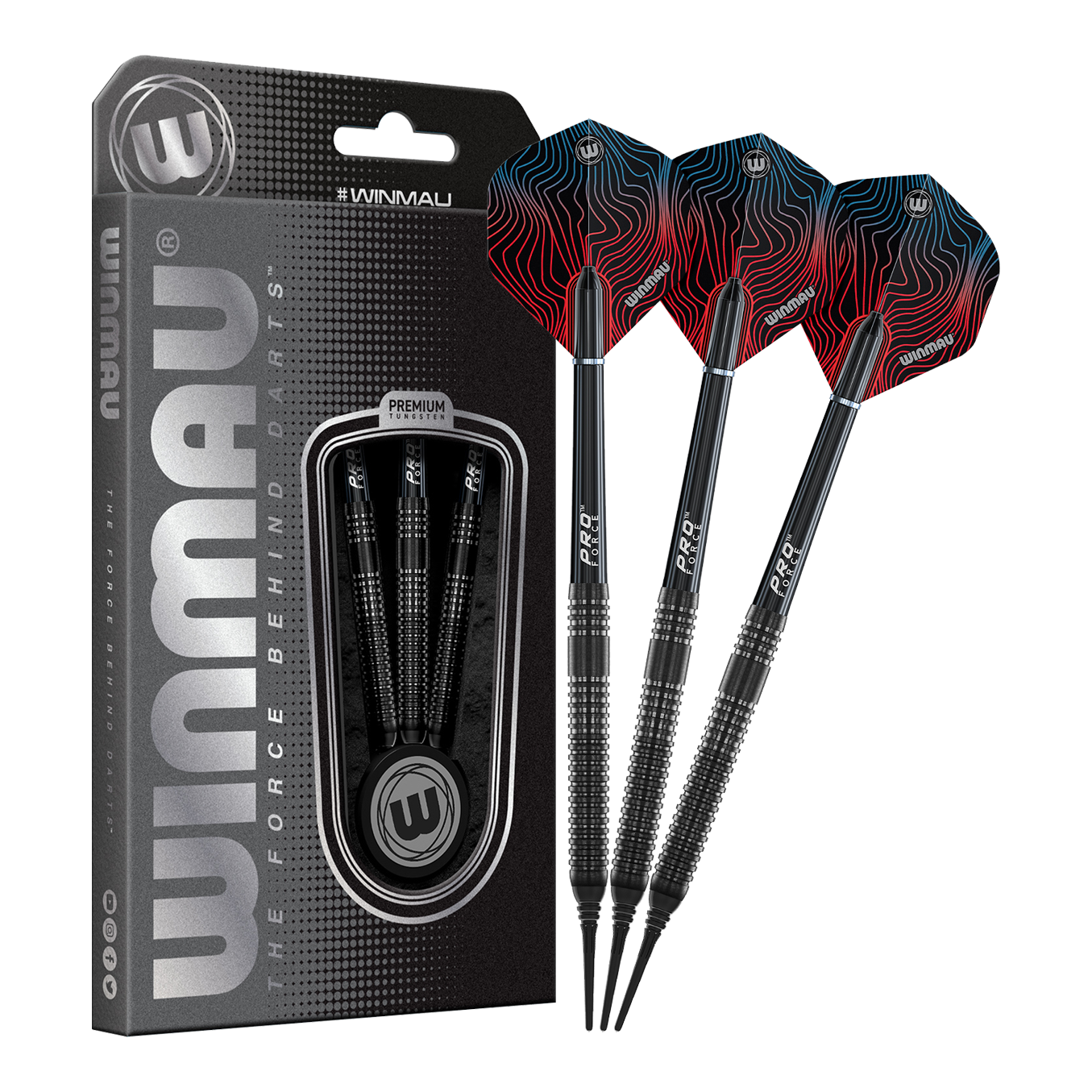 Dieses Bild zeigt die Winmau Solaris Pro Softdarts - 21g in ihrer Gesamtheit. Die Darts eignen sich perfekt für den Einsatz im Softdartbereich.