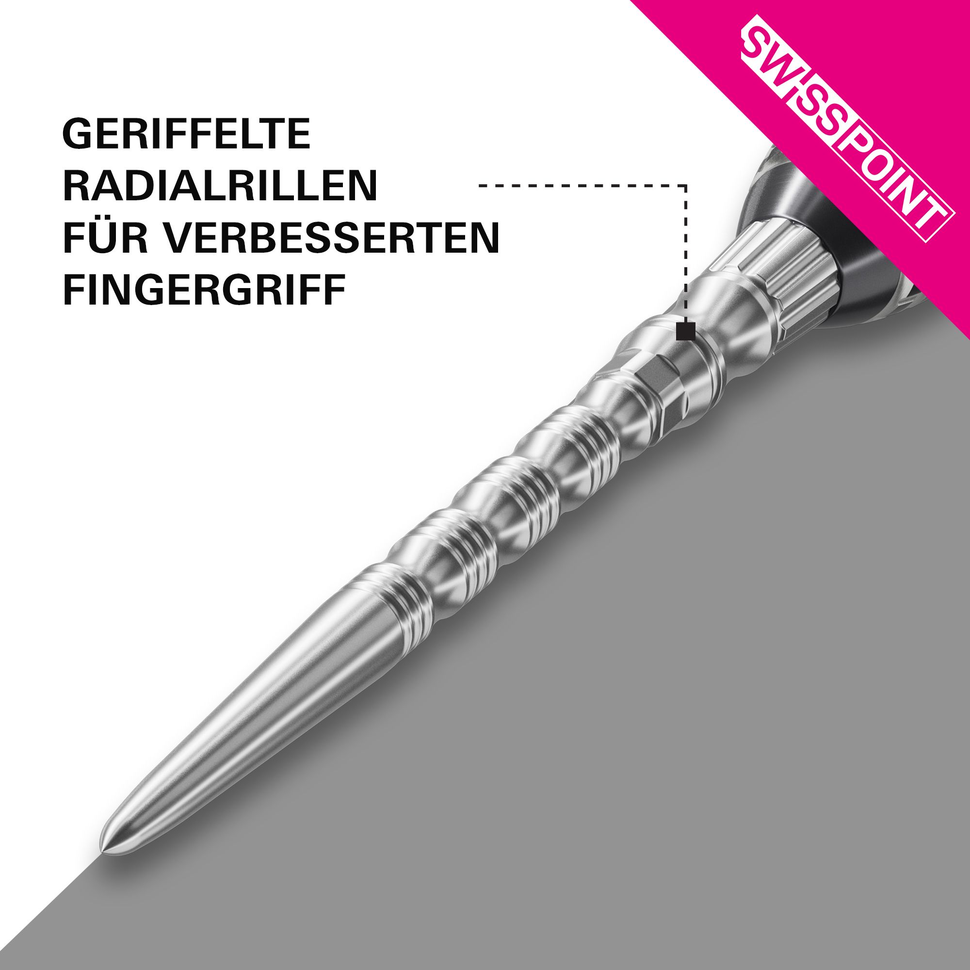 Target Signature Swiss Point TRB steel dart tips - silver Abgebildet ist das Produkt Target Signature Swiss Point TRB Steeldartspitzen - Silber. Es handelt sich um silberne Dartspitzen für Steeldarts.