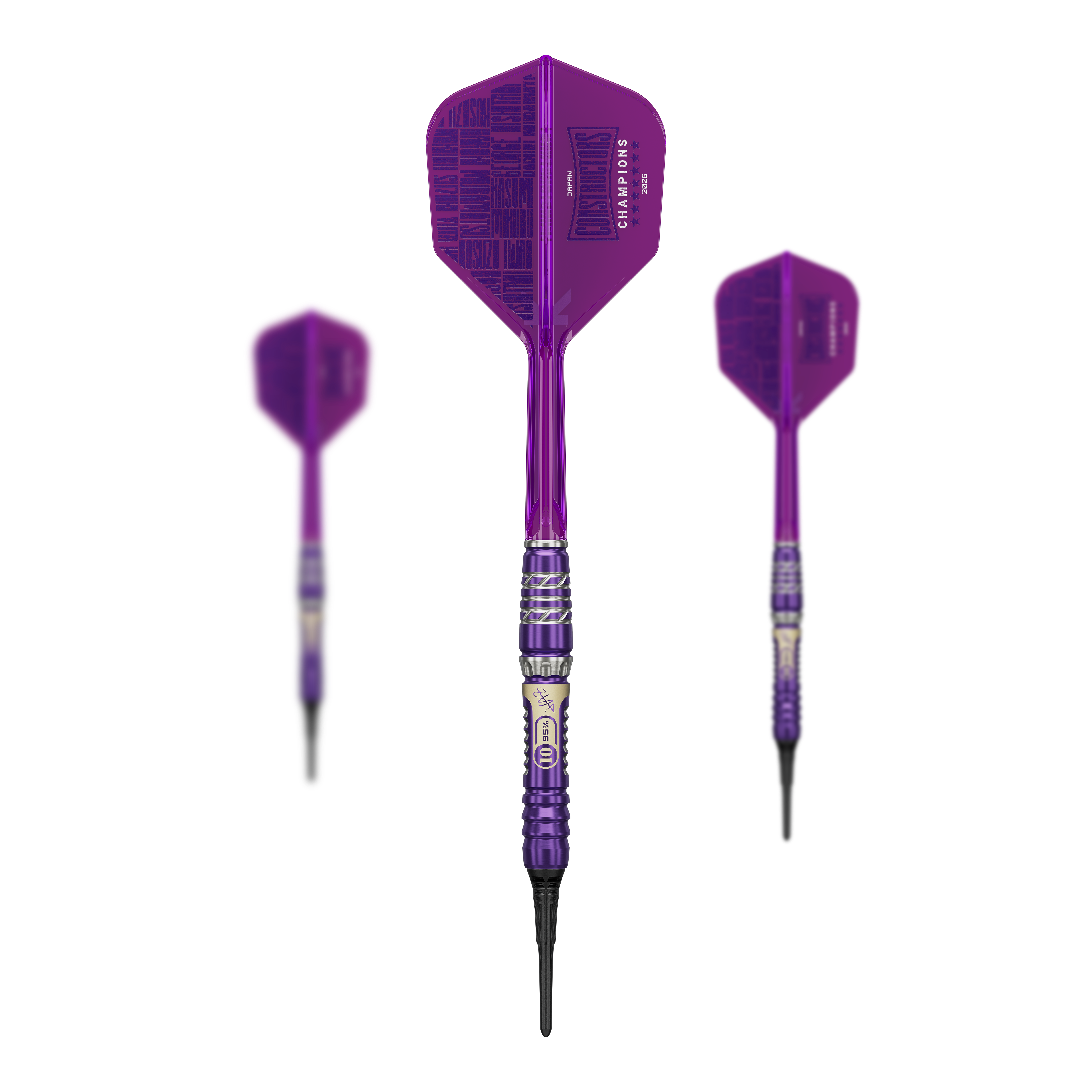 Das Bild zeigt ein Set der Target Japan Rising Sun GEN10 Constructors Champions Limited Darts - 21,5g. Das Produkt besteht aus mehreren Darts in einem Paket.