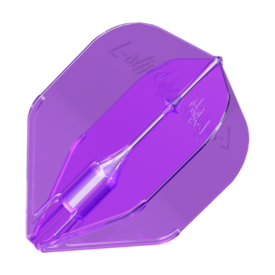 L-Style Fantom L3EZ Flights Purple Das Bild zeigt ein lilafarbenes Dartflugblatt des Modells "L-Style Fantom L3EZ". Das Flight hat eine glatte, glänzende Oberfläche und eine moderne, aerodynamische Form.