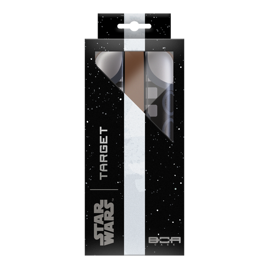 Dieses Bild präsentiert das Target Star Wars Boa Dartcase - Mandalorian. Das Dartcase ist im Stil der Mandalorian-Serie gestaltet.