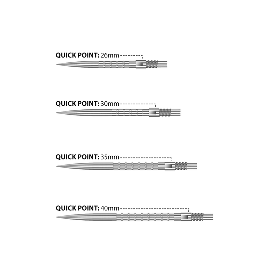 Harrows Quick Point Heavy Metal Dart Tips - Silver Das Bild zeigt Harrows Quick Point Heavy Metal Dartspitzen in Silber. Diese Dartspitzen bieten eine gute Griffigkeit und Langlebigkeit.