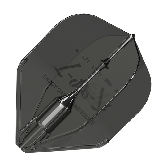 L-Style Fantom L1EZ Flights Black Das Bild zeigt ein schwarzes Dartflight des Modells „L-Style Fantom L1EZ“. Das Flight hat eine glänzende Oberfläche und ist mit dezentem Text bedruckt.