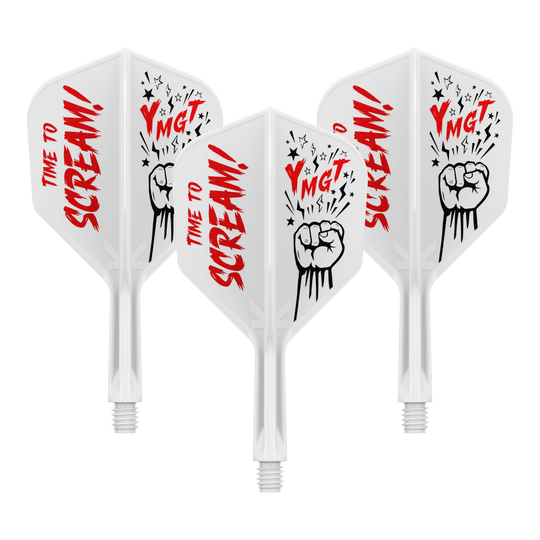 Zu sehen ist das Produkt 410242_Target_Japan_K-Flex_Scream_No6_Flight-Shafts-System_19mm_1Set. Es dürfte sich um einen Dartflight mit Schaftsystem handeln.