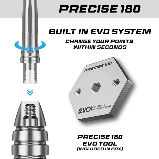 Precise 180 Northern Lights steel darts Das Bild zeigt die Precise 180 Northern Lights Steeldarts. Die Steeldarts sind auf einem hellen Hintergrund abgebildet.