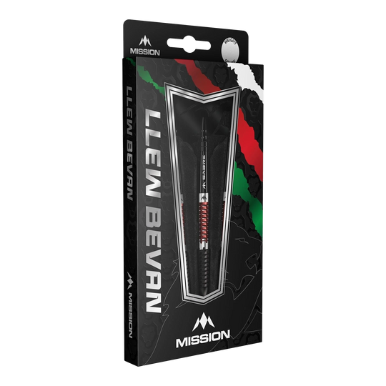 Mission Llew Bevan Black Red Electro Steel Darts - 23g Mission Llew Bevan Black Red Electro Steeldarts - 23g. Elegante Steeldarts in Schwarz und Rot, ideal für Dartspieler.