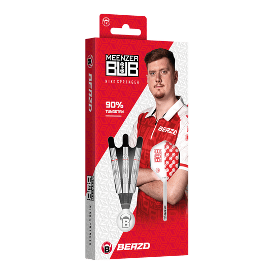 Beazd Niko Springer Softdarts – 22g sind im Set abgebildet. Die Darts haben ein auffälliges Design.