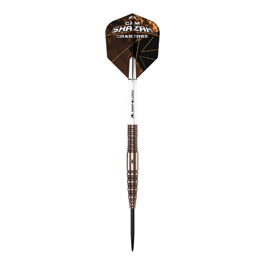 Mission Cam Crabtree V2 Steeldarts in Einzelansicht sind auf diesem Bild zu sehen. Es zeigt den Dart aus einer anderen Perspektive.