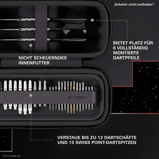 Target Star Wars Boa Dartcase - Darth Maul Zu sehen ist das Target Star Wars Boa Dartcase im Darth Maul-Look. Es eignet sich perfekt für alle, die Star Wars und Dartspiel genießen.