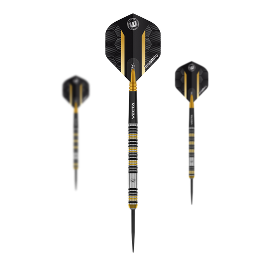Winmau Team 360 Nicholai Bado Steeldarts - 23g Zu sehen ist das Set der Winmau Team 360 Nicholai Bado Steeldarts - 23g. Es besteht aus hochwertigen Darts für ambitionierte Spieler.