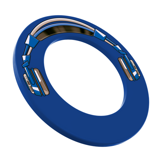 Dieses Bild zeigt ein MSF-J4 McDart Stereo Dartboard Surround in Blau. Das Surround ist kreisförmig und eignet sich zum Schutz der Wand beim Dartspielen.