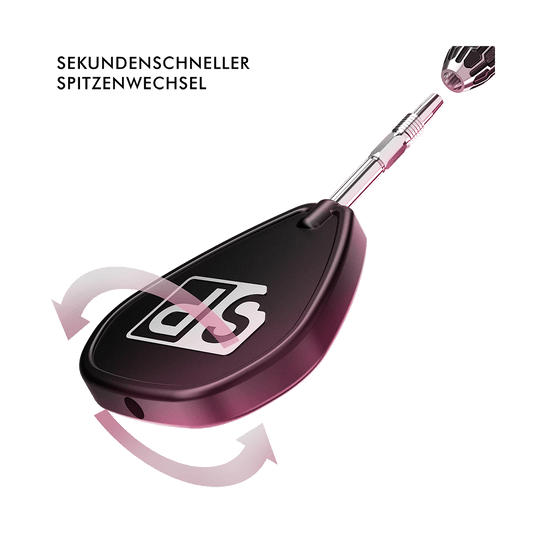 340000-Target-Swiss-Point-Tool-2 Das Bild zeigt das Produkt "Target Swiss Point Tool". Es ist ein Werkzeug zum Wechseln der Spitzen bei Dartpfeilen.